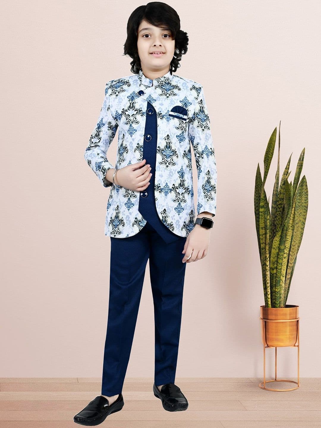 BAESD Boys Ethnic Printed Sherwani Set - view 1