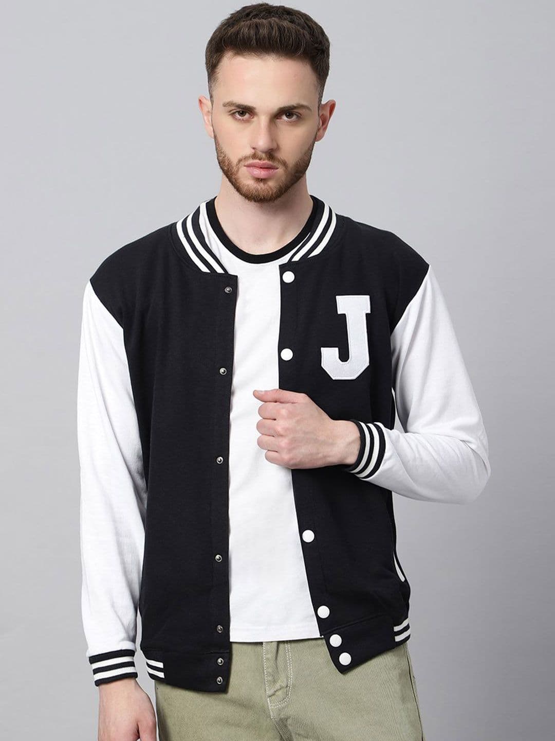 Be Savage Men Windcheater Outdoor Varsity Jacket with Patchwork - view 1