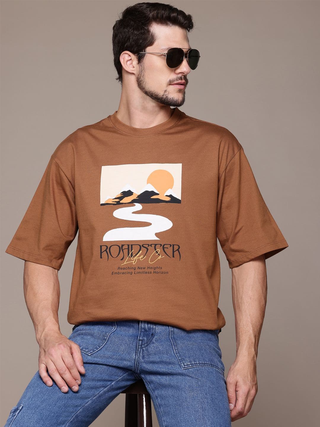 The Roadster Lifestyle Co. Men Printed Relaxed Fit Pure Cotton T-shirt - view 1