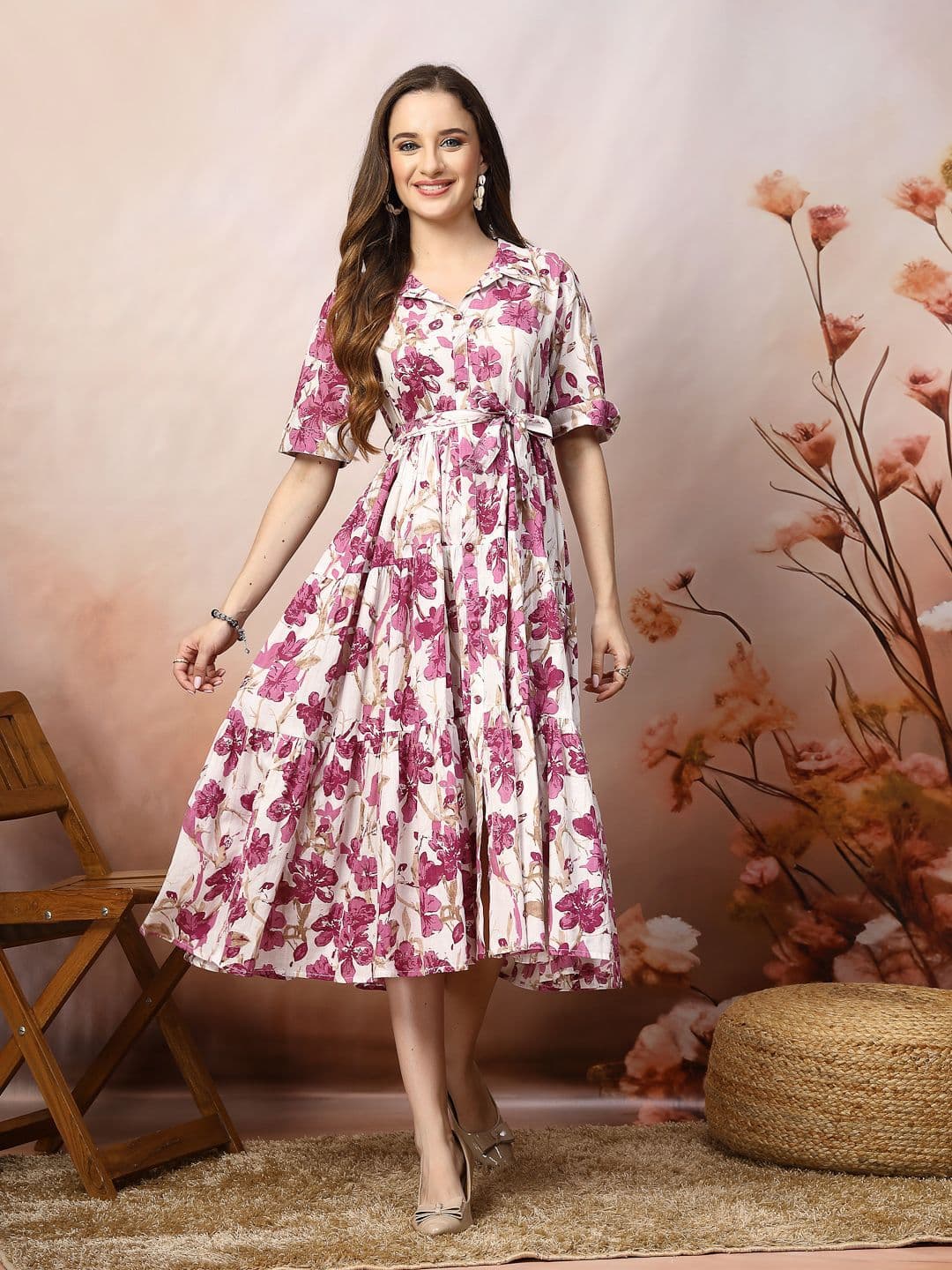 Stylum Floral Print Fit & Flare Maxi Dress - view 1