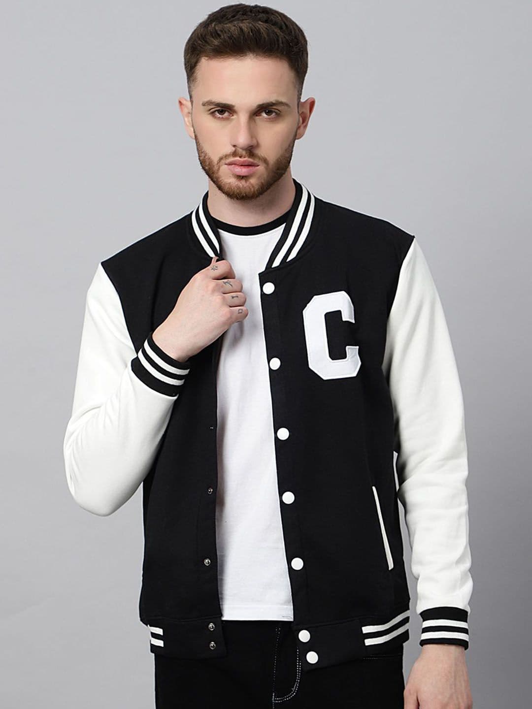 Be Savage Men Windcheater Outdoor Varsity Jacket with Patchwork - view 1