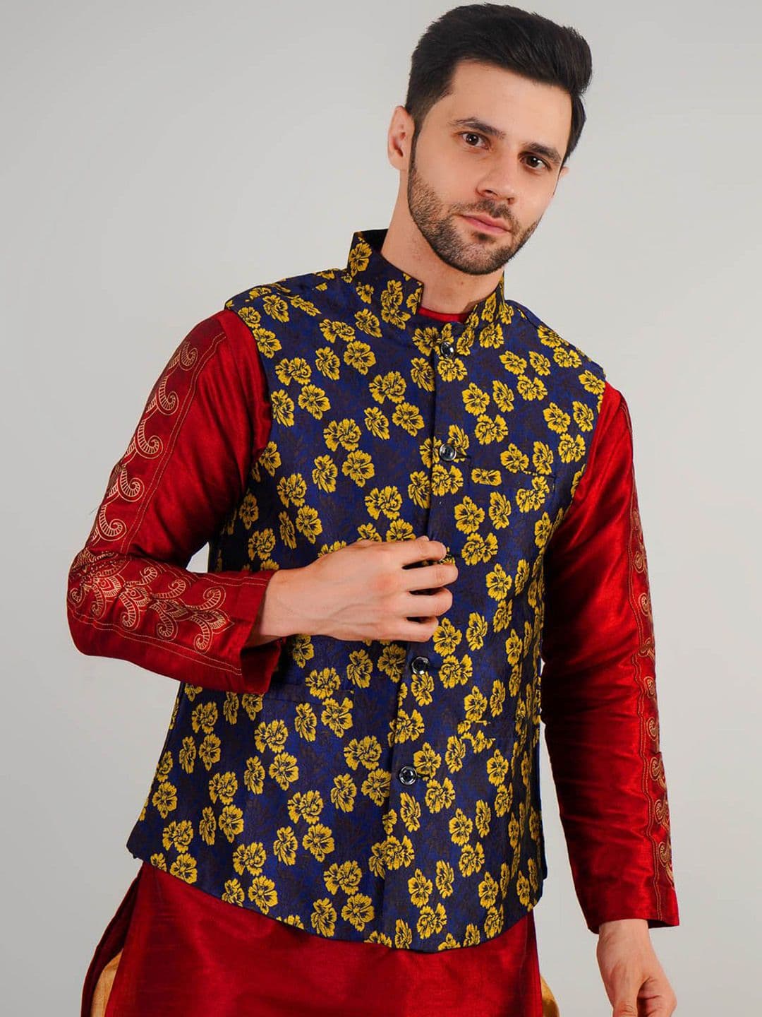 Valencia Fashion Woven Design Nehru Jacket - view 1