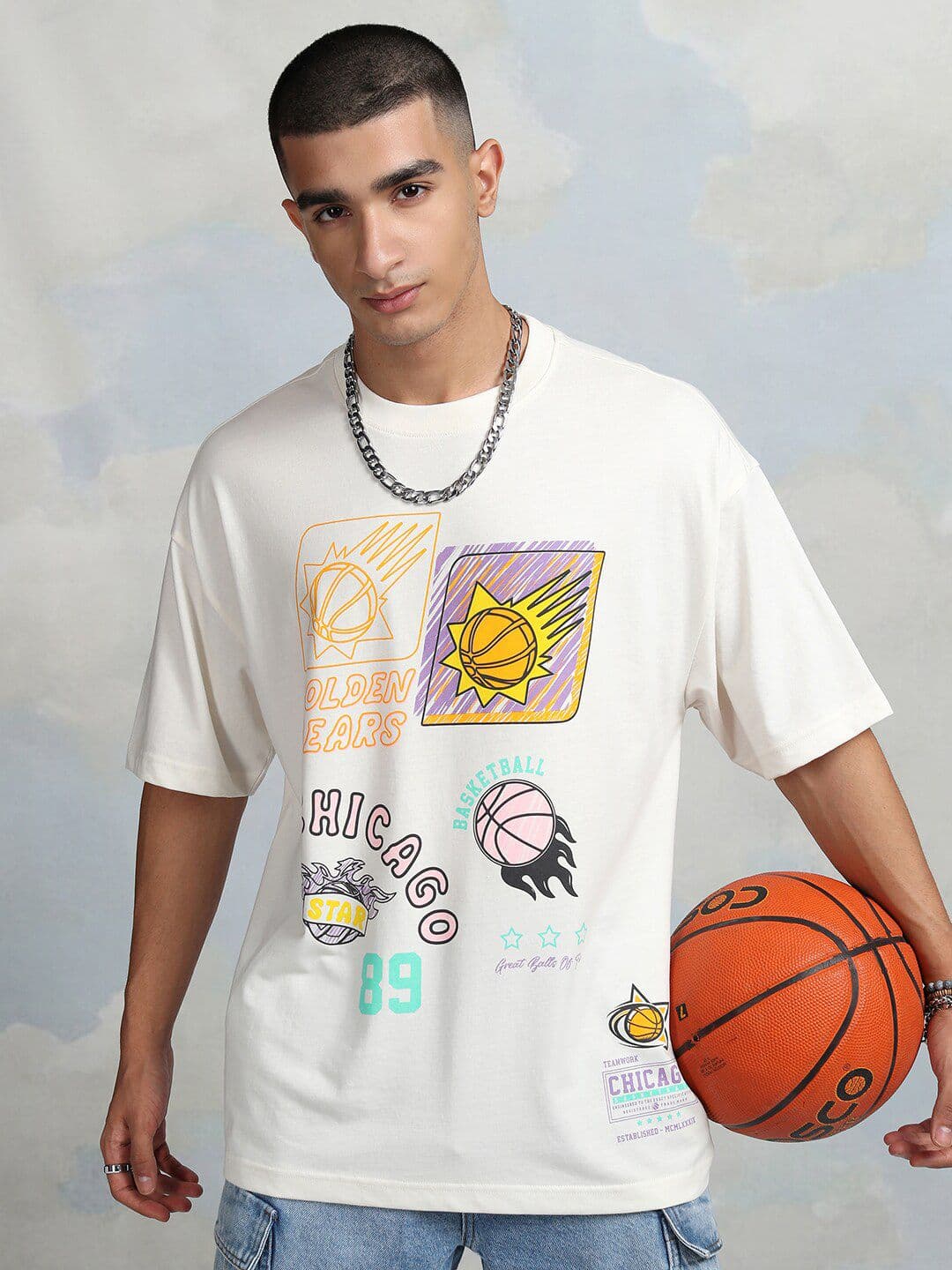 HIGHLANDER Graphic Printed Cotton Oversized T-shirt - view 1