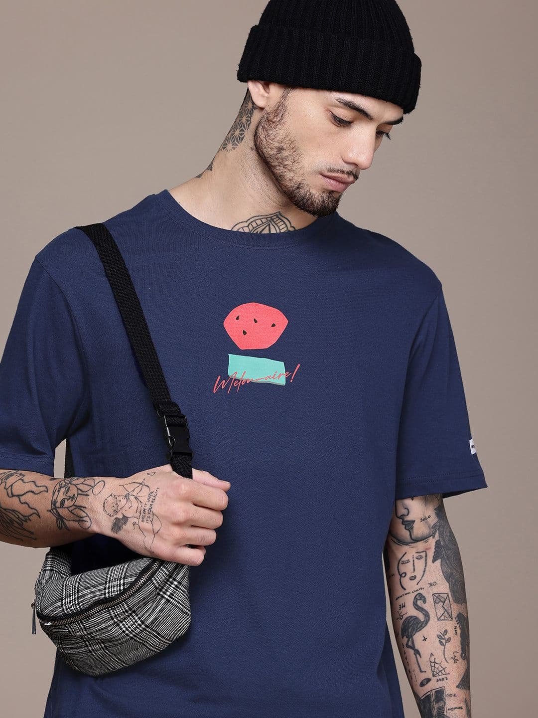 WROGN Pure Cotton Graphic Printed Drop-Shoulder Sleeves Regular Fit T-shirt - view 1