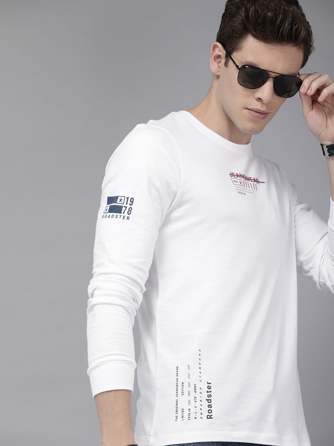 Roadster Men White Solid Round Neck Pure Cotton T-shirt - view 1