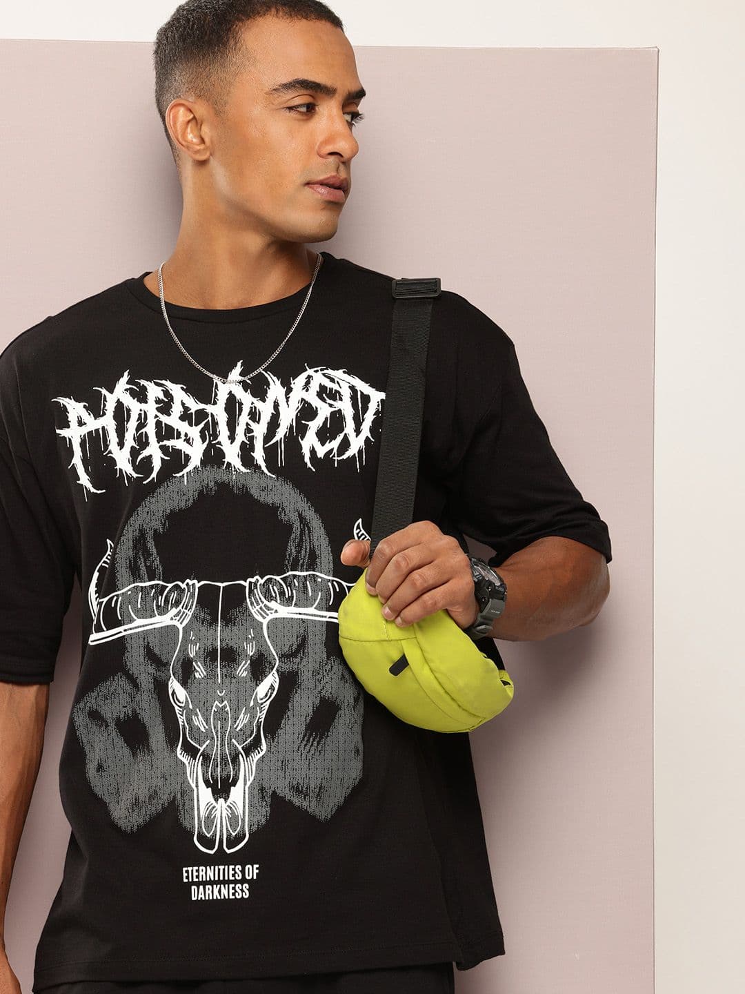 Kook N Keech Printed Drop-Shoulder Sleeves Oversized Pure Cotton T-shirt - view 1