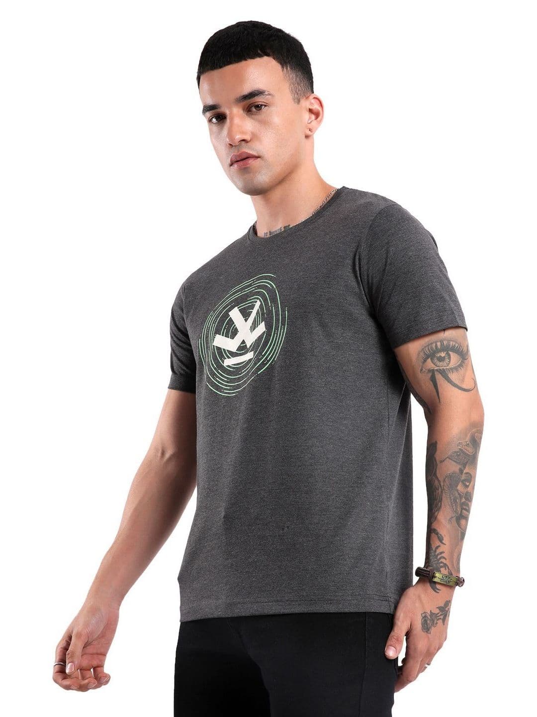 WROGN Men Graphic Printed Round Neck Cotton Slim Fit T-Shirt - view 1