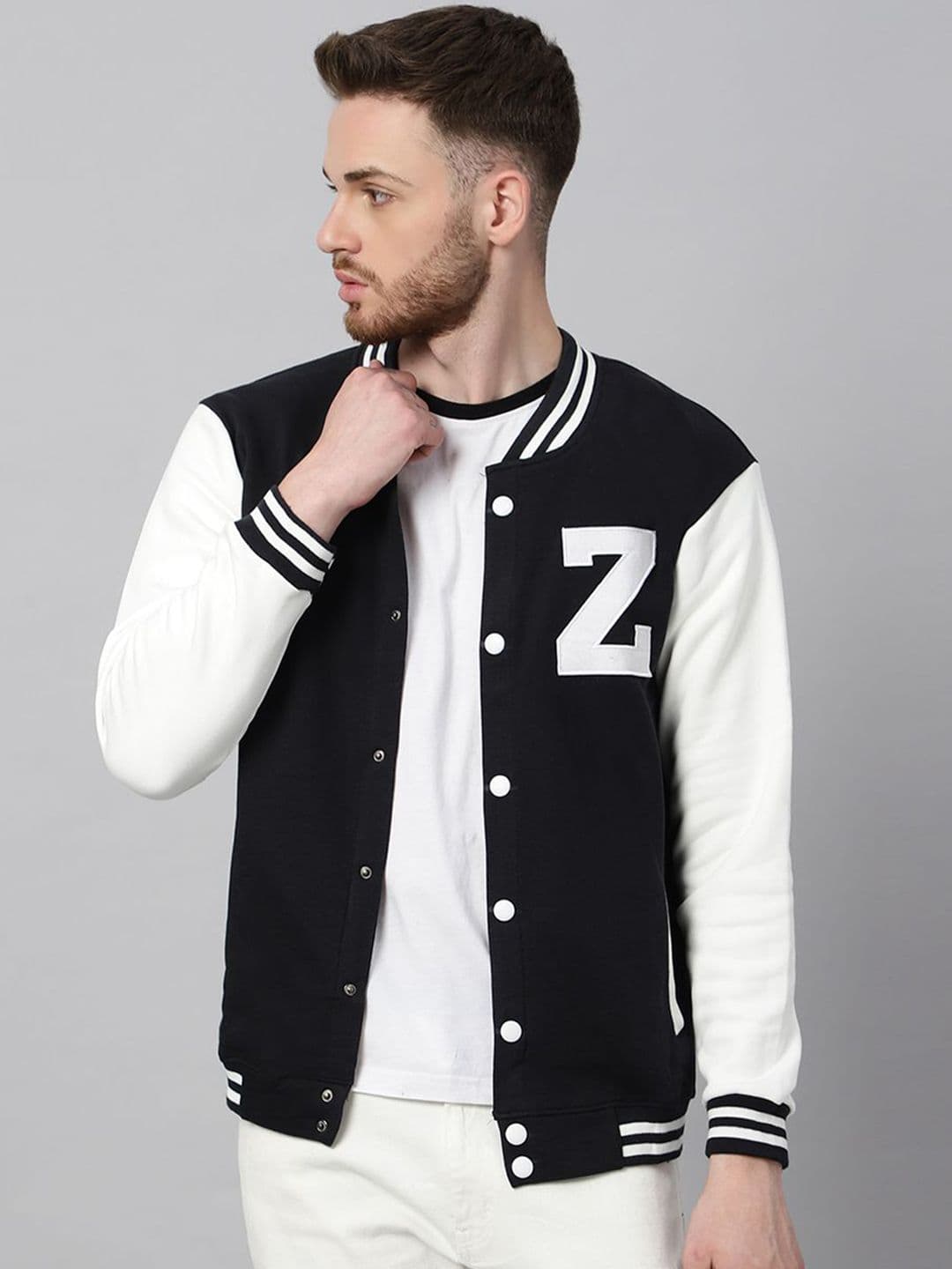 Be Savage Men Windcheater Outdoor Open Front Jacket with Embroidered - view 1