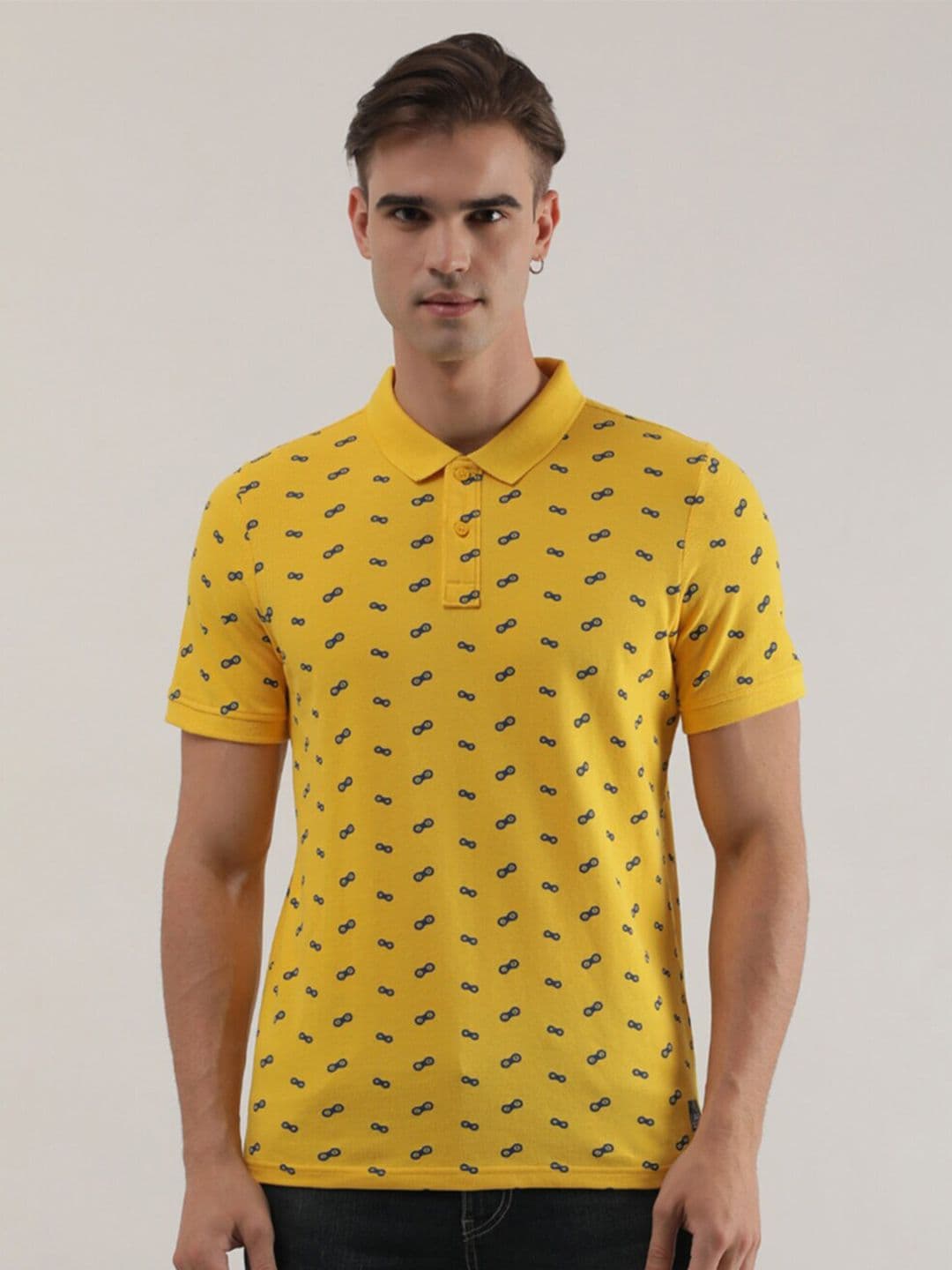 Lee Conversational Printed Polo Collar Cotton Slim Fit T-shirt - view 1