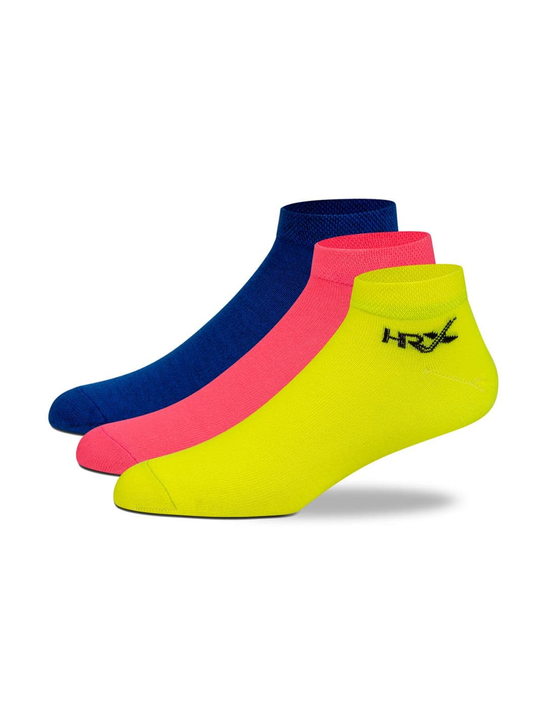 HRX by Hrithik Roshan Women Pack Of 3 Navy Blue & Yellow Cotton Ankle Length Sports Socks - view 1