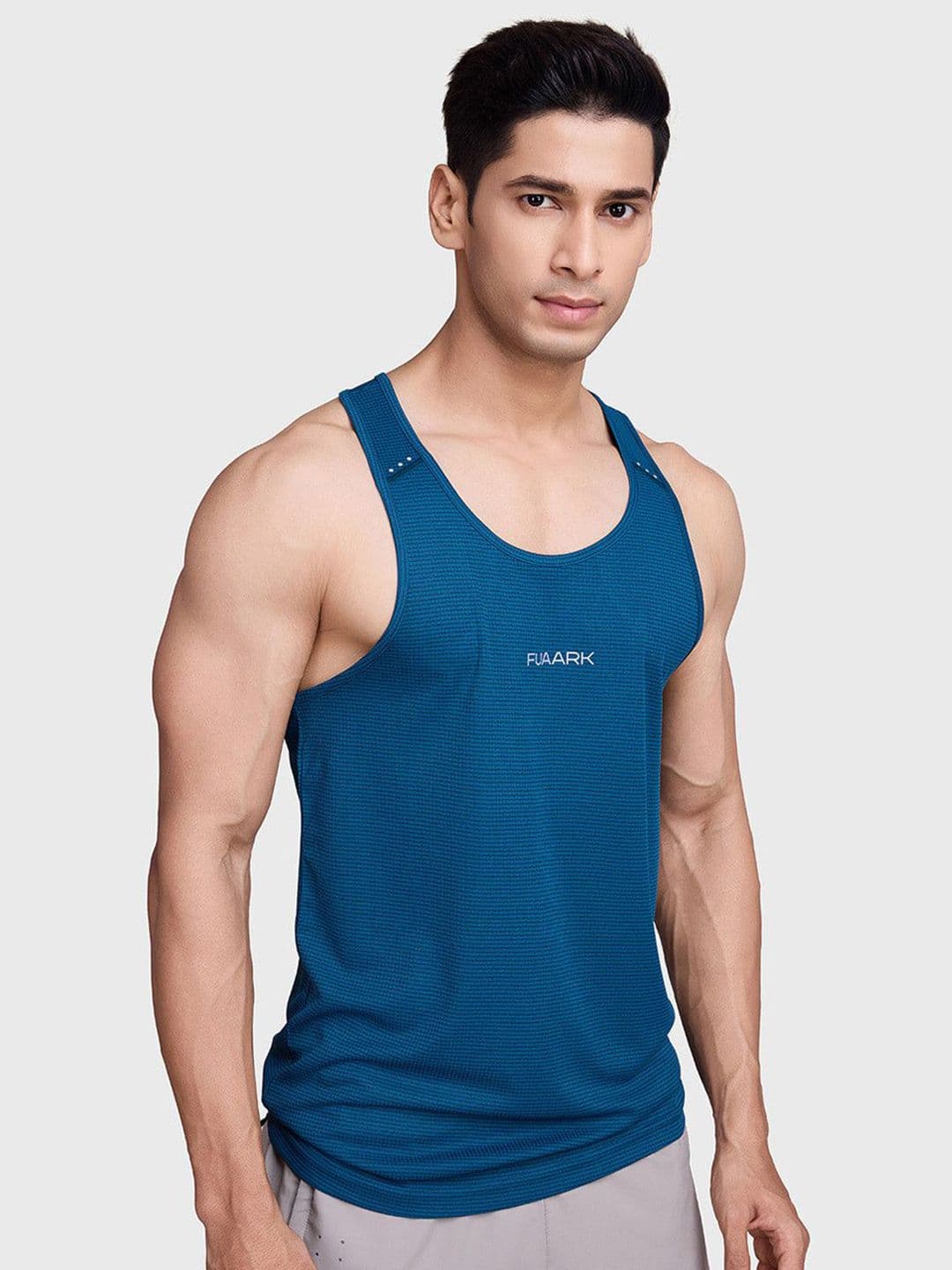 FUAARK Men's Printed Scoop Neck Innerwear Gym Vests Checks-R_Tank-Gulf-S - view 1