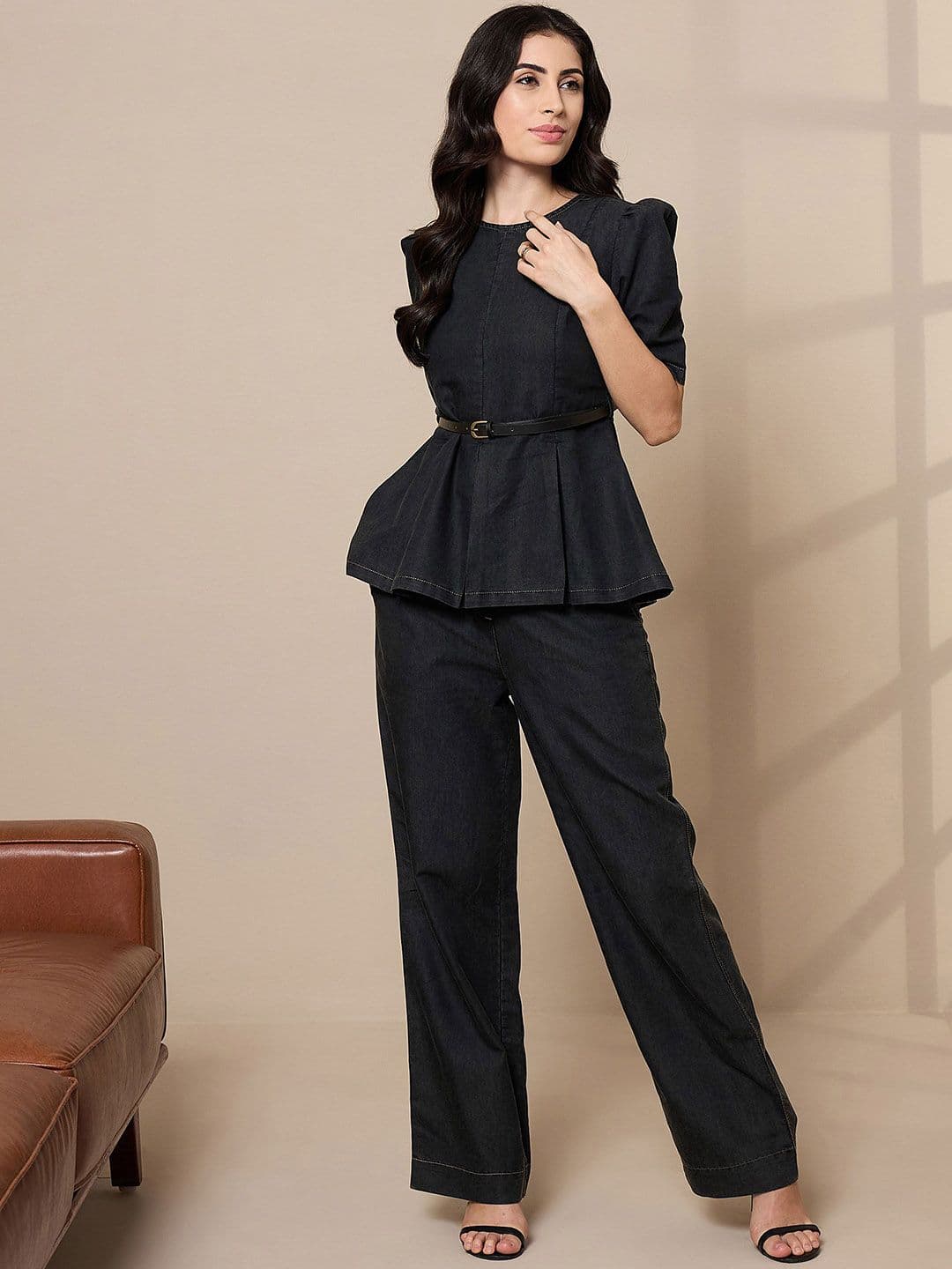 SASSAFRAS worklyf Pure Cotton Peplum Top With Straight Trouser - view 1