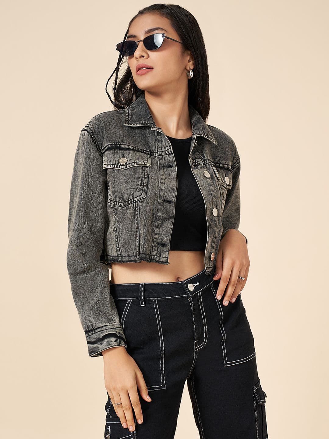 Coolsters by Pantaloons Cotton Shirt Style Crop Top - view 1