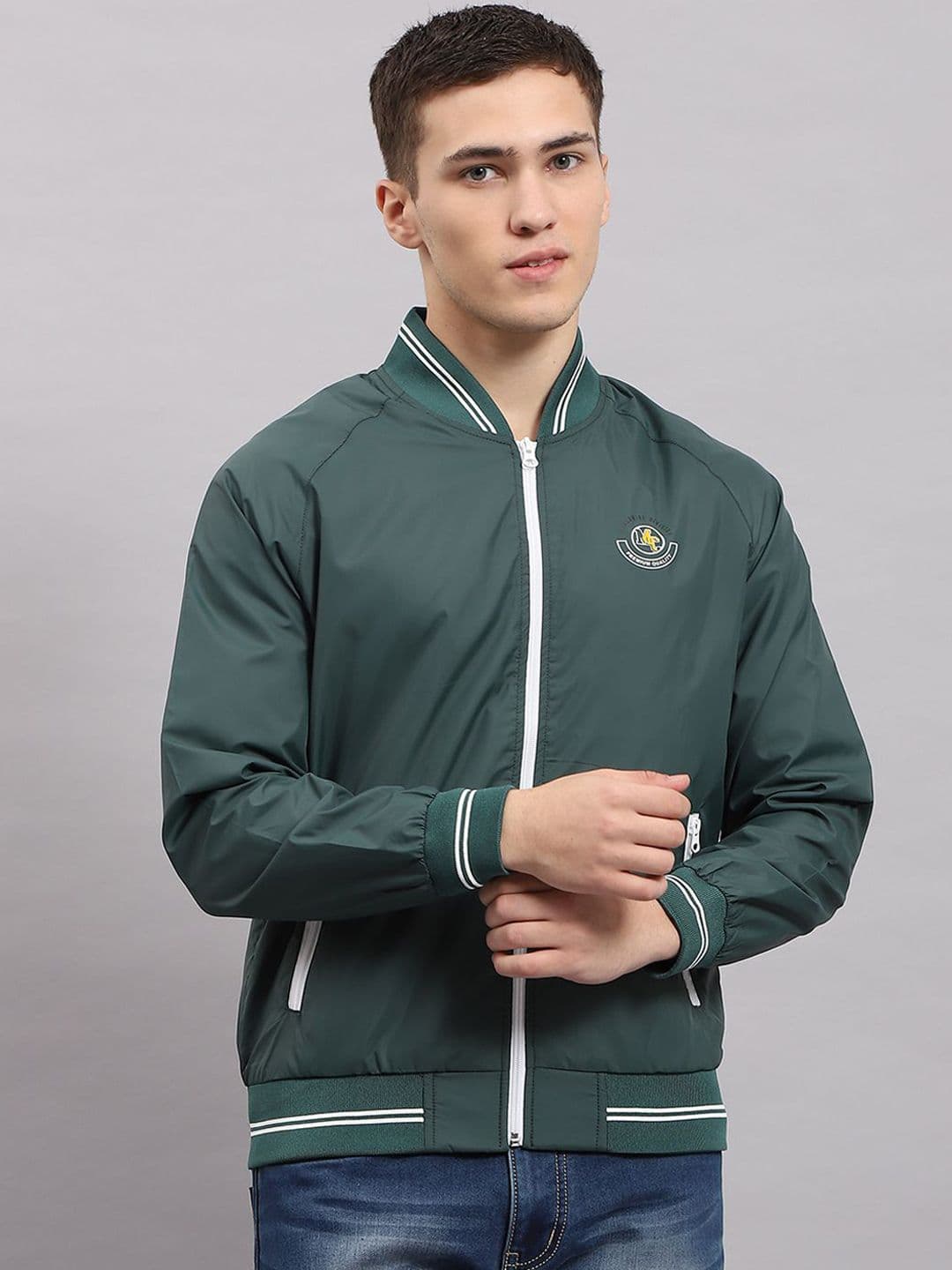 Monte Carlo Men Solid Mock Collar Bomber Jacket - view 1