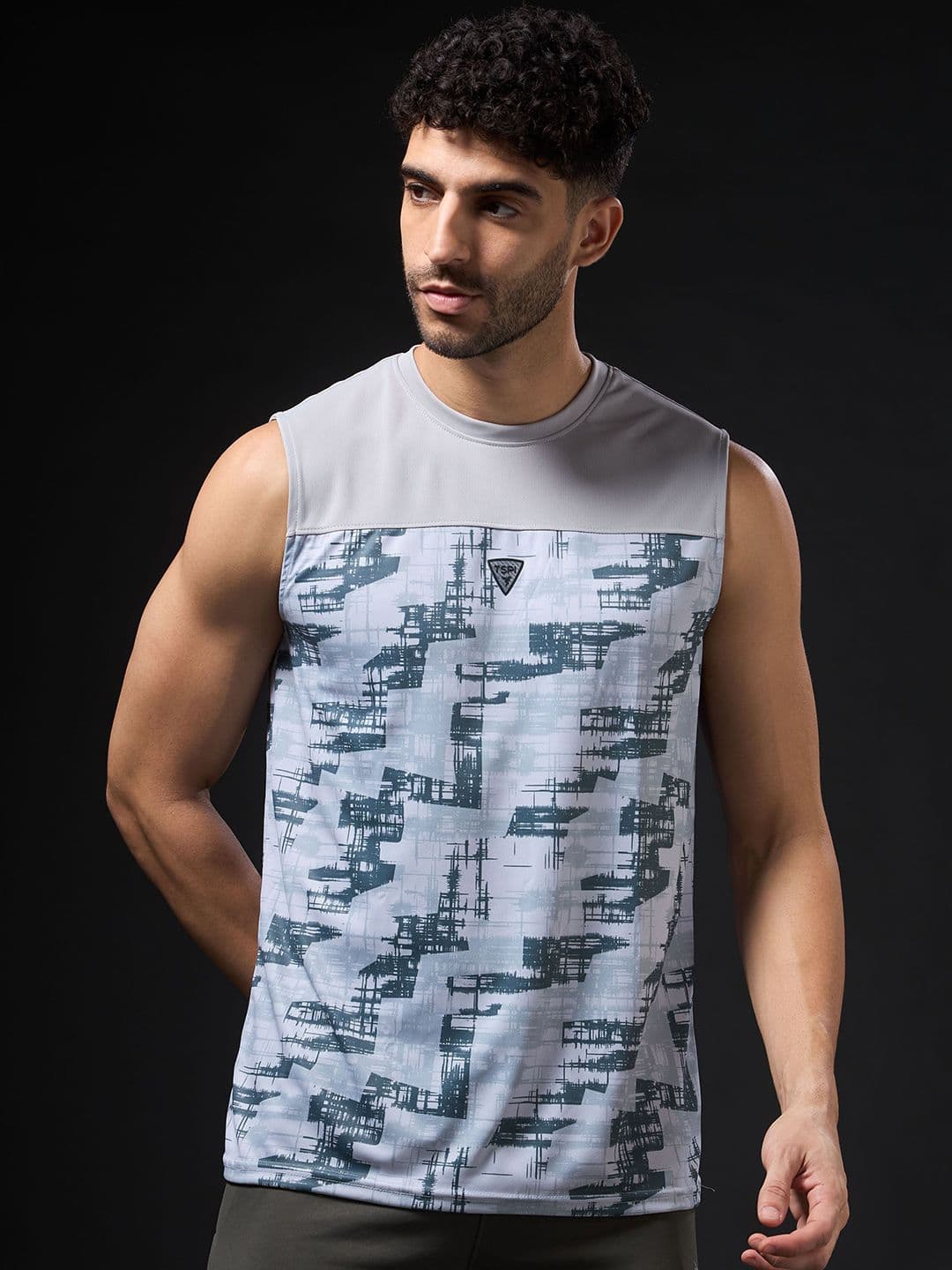 Technosport Printed Slim Fit Round Neck Sports Innerwear Vest with TECHNOCOOL+ - view 1