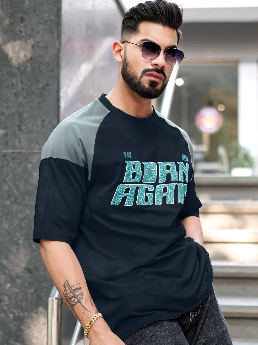 Maniac Men Typography Printed Round Neck Cotton Oversized T-Shirt - view 1