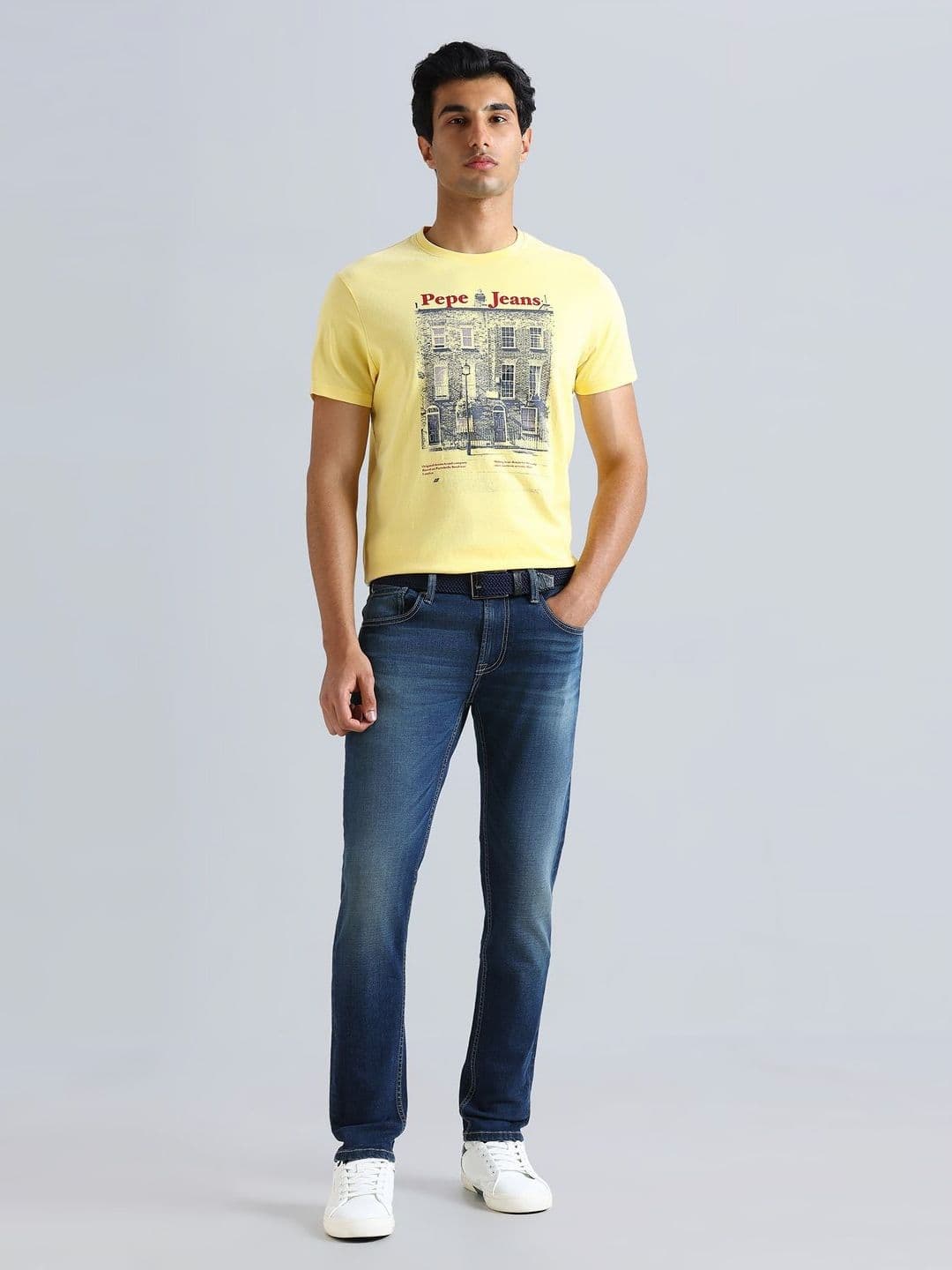 Pepe Jeans Men Graphic Printed Round Neck Pure Cotton Slim Fit T-shirt - view 1