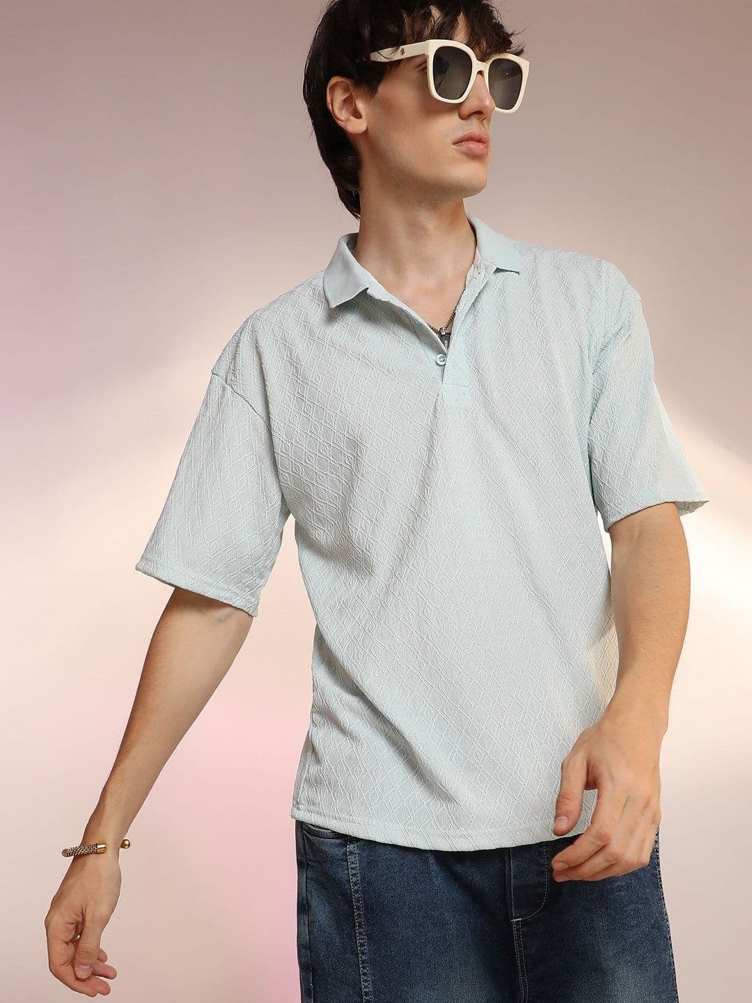 CAHOOT Men Self Design Polo Collar Cotton T-shirt - view 1