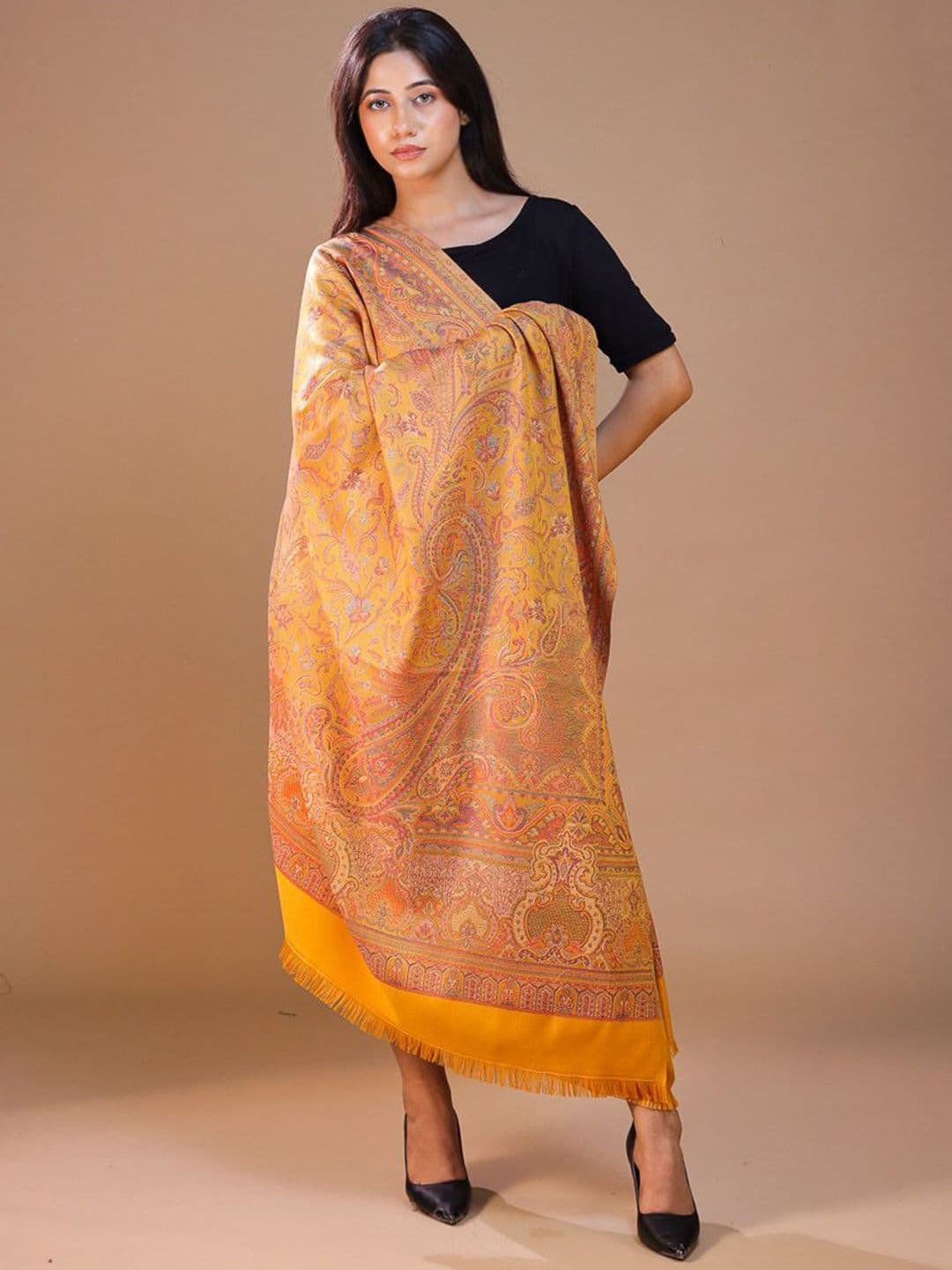 SWI Stylish Paisley Woven Design Jamawar Wool Shawl - view 1