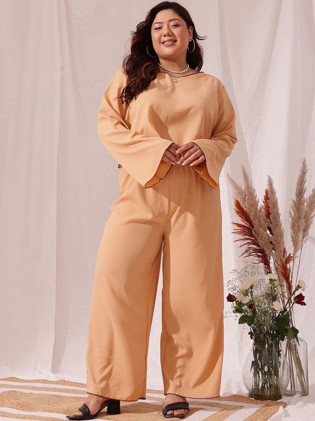 CURVY STREET Plus Size Round Neck Long Sleeves Top With Trousers - view 1