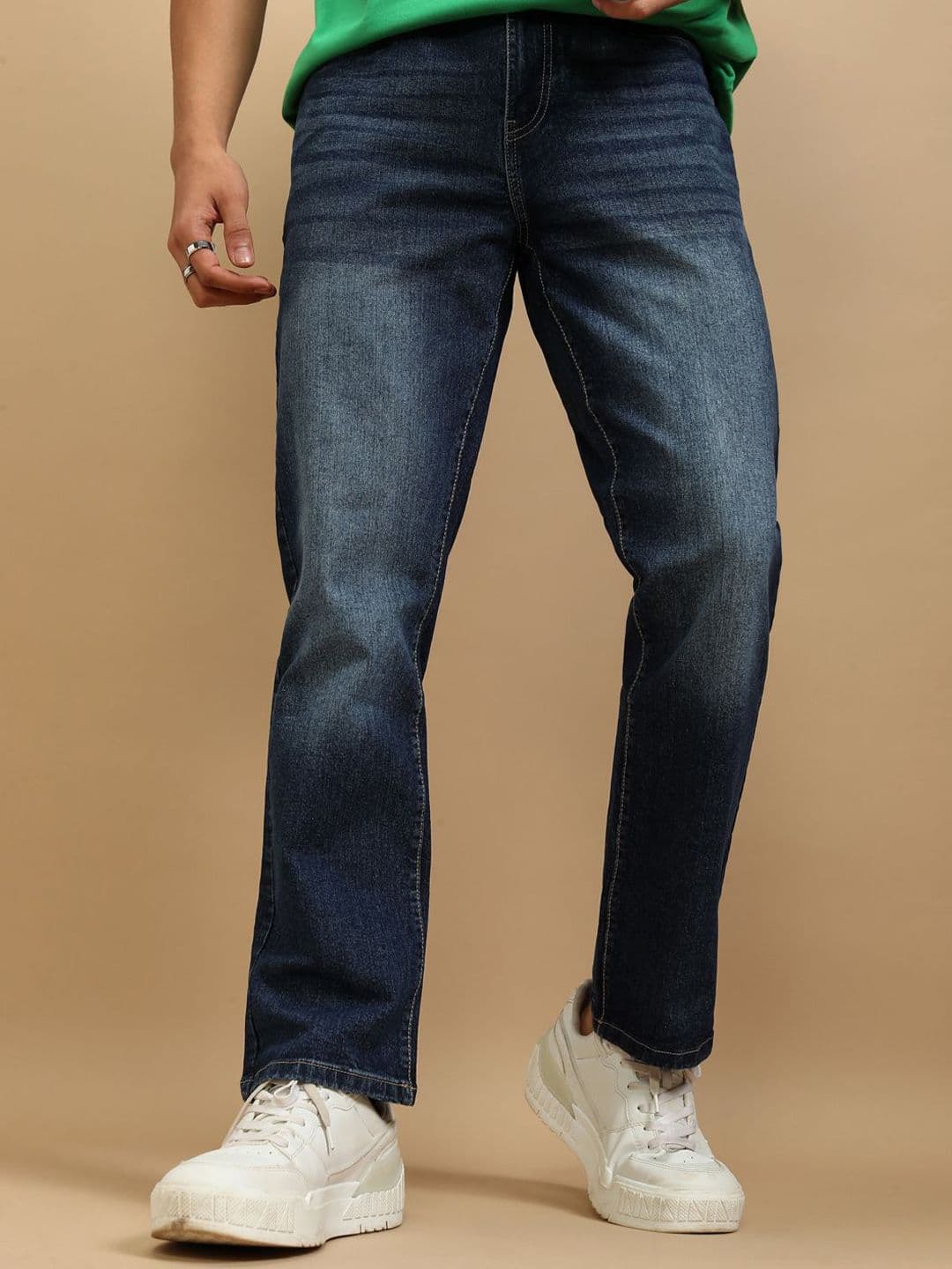 HIGHLANDER Men Straight Fit Low Distress Light Fade Stretchable Jeans - view 1
