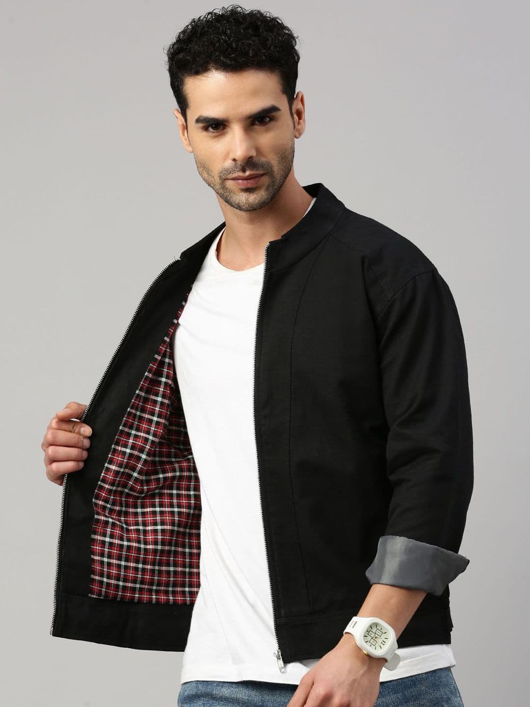 VOXATI Men Camouflage Checked Tailored Jacket with Patchwork - view 1