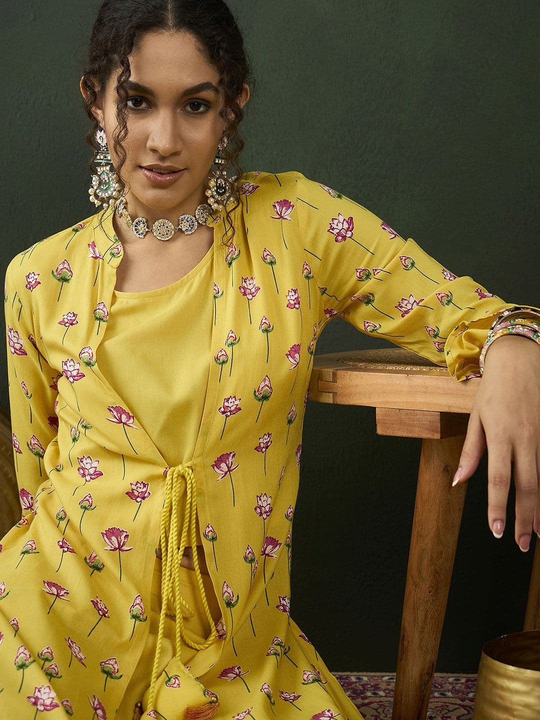 Sangria Printed Top With Palazzo Co-Ords - view 1
