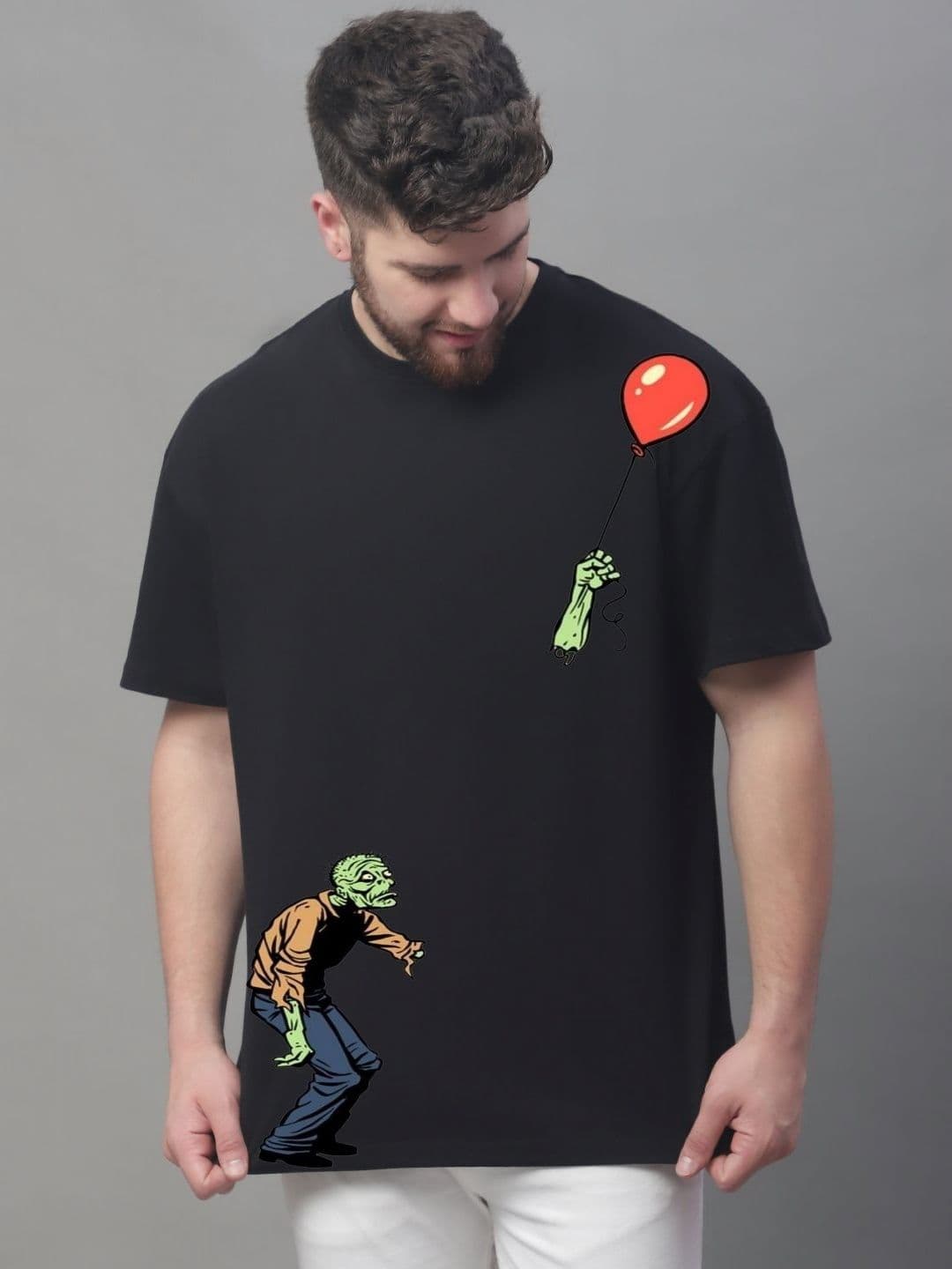 DOOR74 Men Printed Drop-Shoulder Sleeves T-shirt - view 1