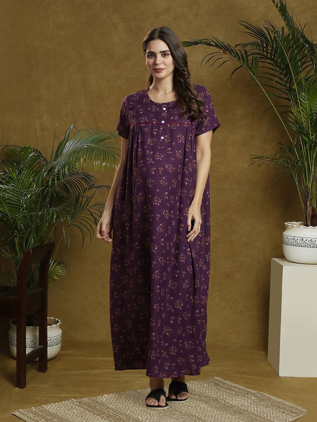 MomToBe Women Printed Maxi Nightdress - view 1
