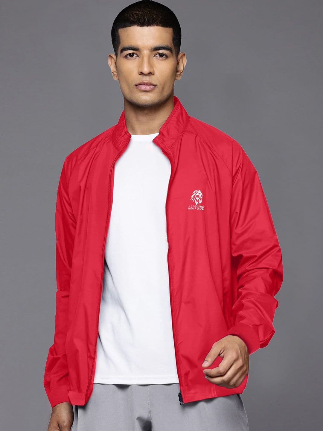 Leotude Men Stand Collar Solid Casual Bomber Jacket - view 1