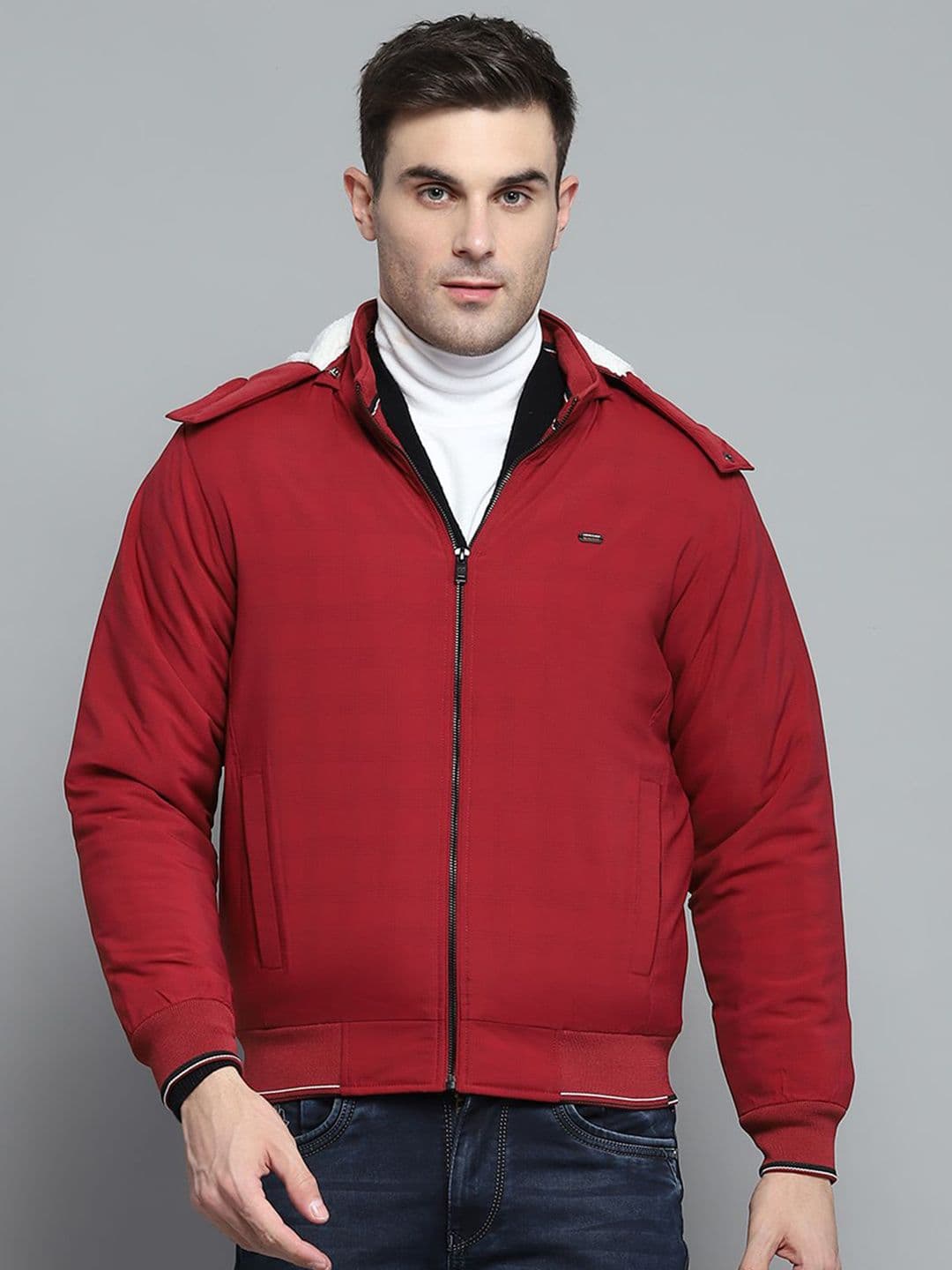 Monte Carlo Men Hooded Solid Casual Bomber Jacket - view 1