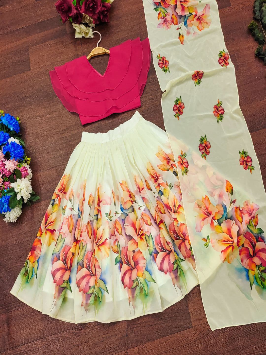 BAESD Girls Printed Ready to Wear Lehenga & Blouse With Dupatta - view 1