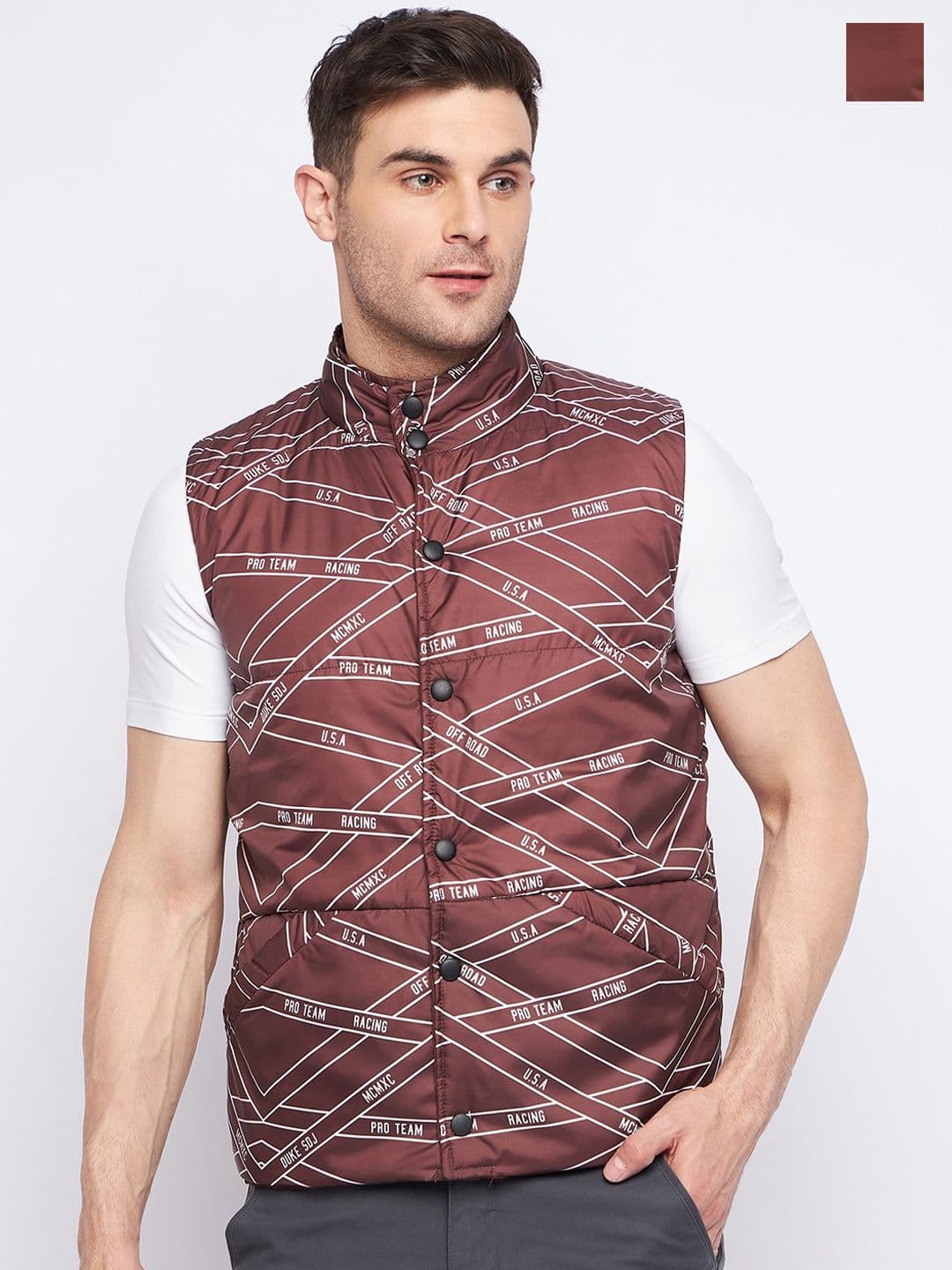 Duke Typography Printed Reversible Sleeveless Puffer Jacket - view 1