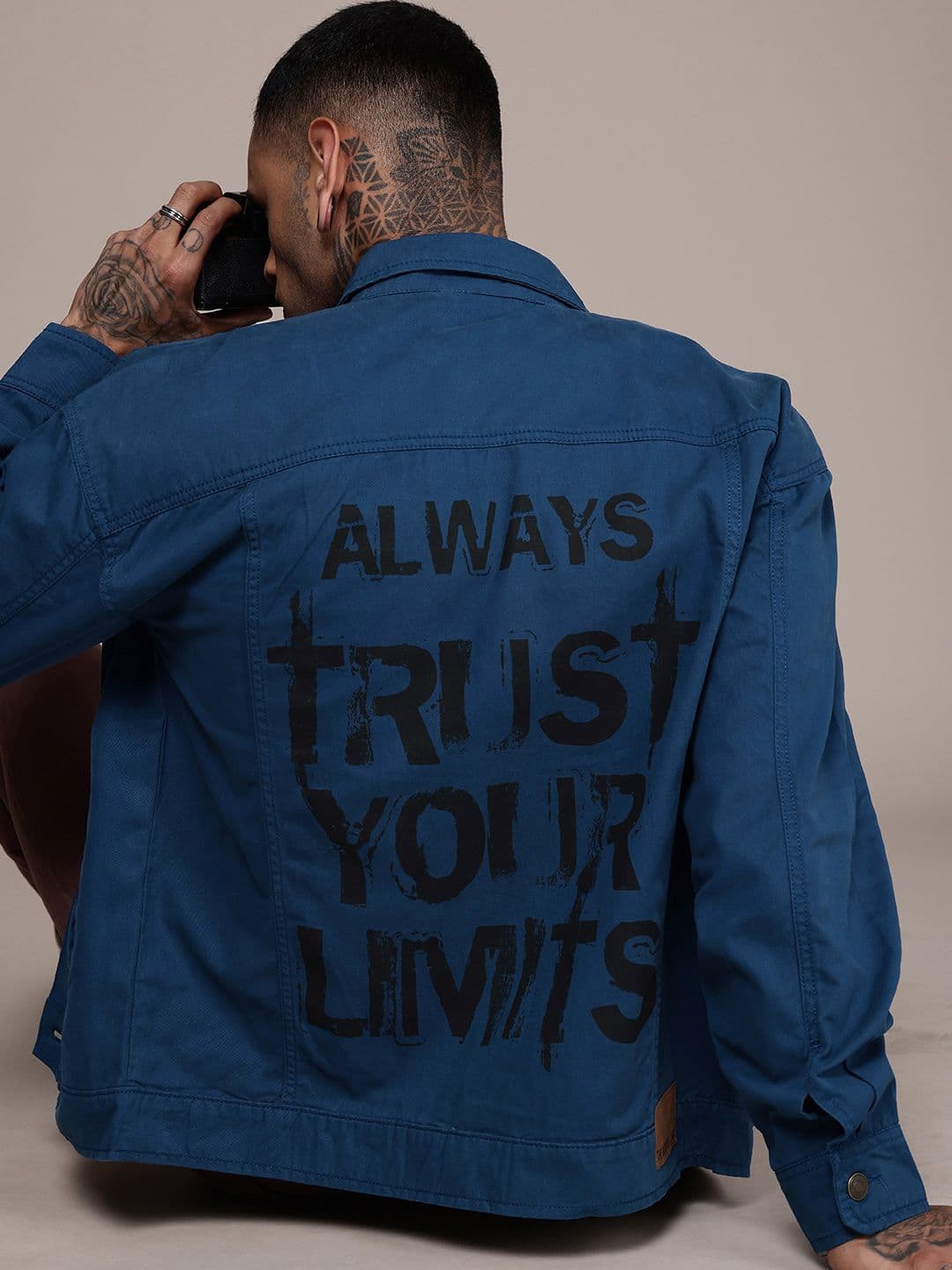The Roadster Life Co. Pure Cotton Relaxed Fit Typography Printed Denim Jacket - view 1