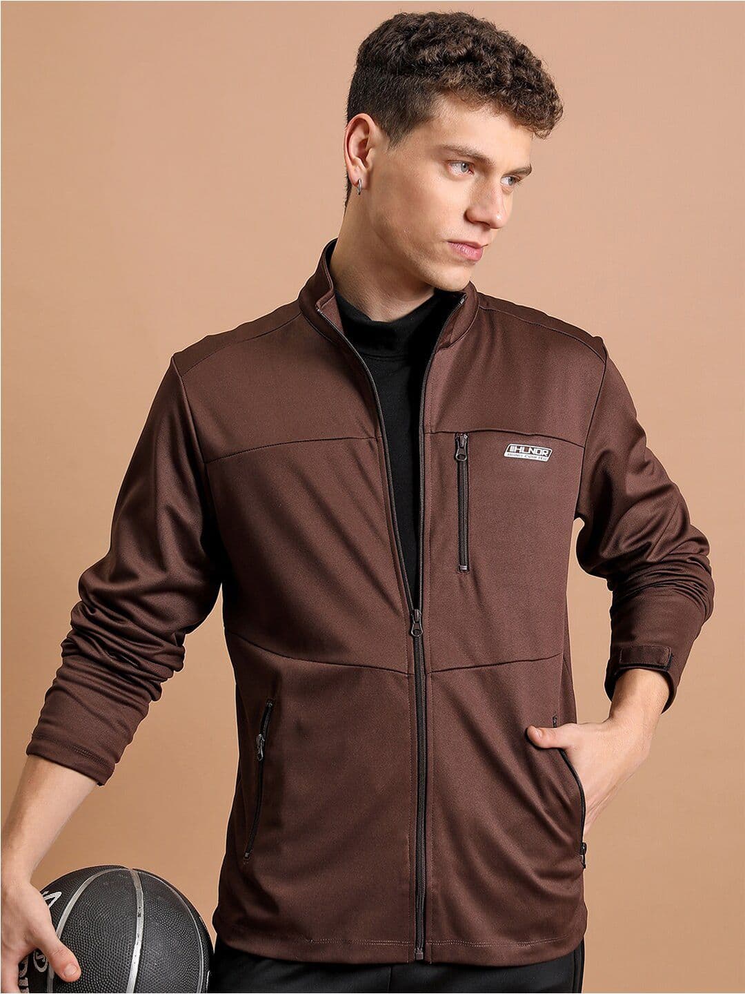 HIGHLANDER Brown Mock Collar Sporty Jacket - view 1