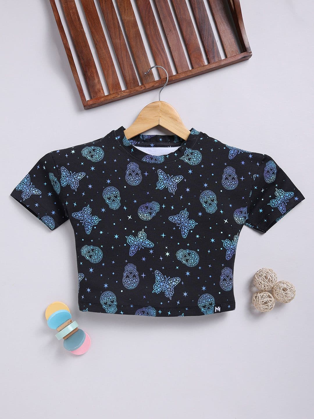 YK X Minute Mirth Girls Conversational Printed Pure Cotton Crop Top - view 1