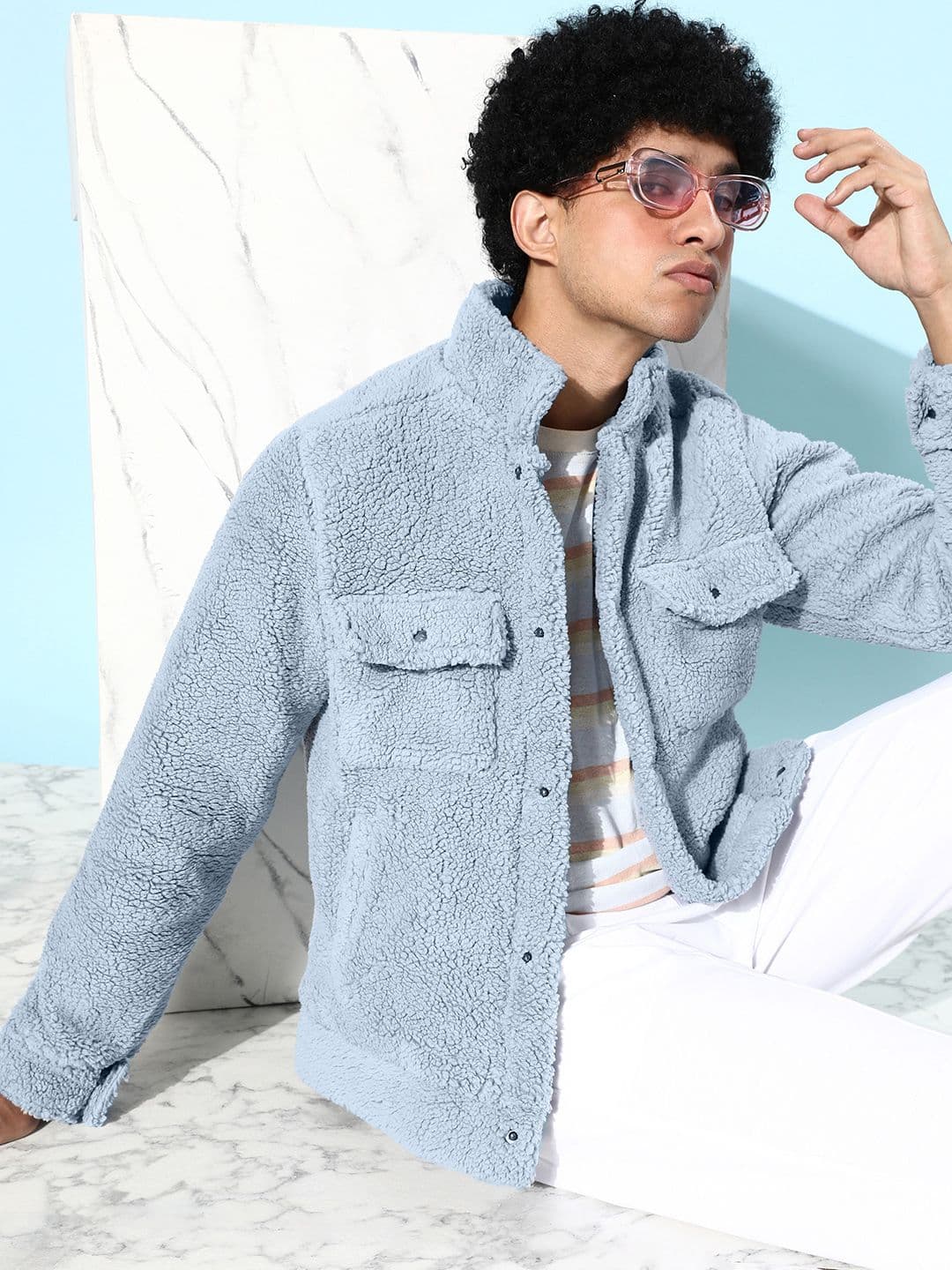 The Roadster Lifestyle Co. Men Light Blue Solid Tailored Jacket - view 1