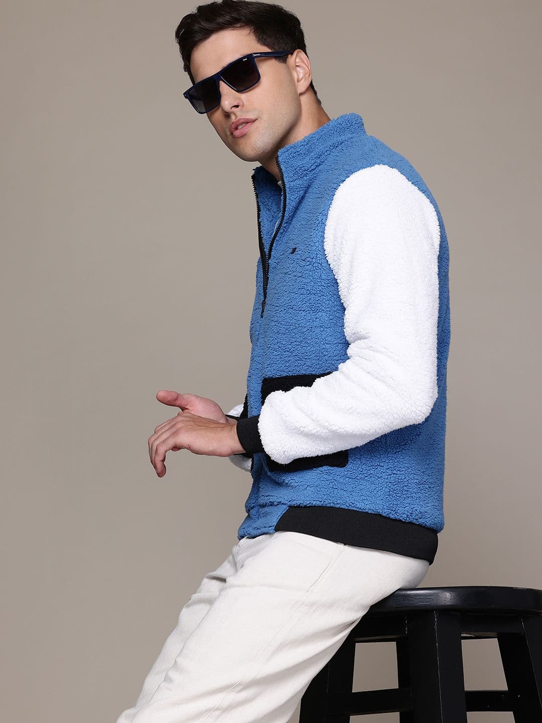 The Roadster Lifestyle Co. Mock Collar Longline Tailored Jacket with Sherpa Detail - view 1