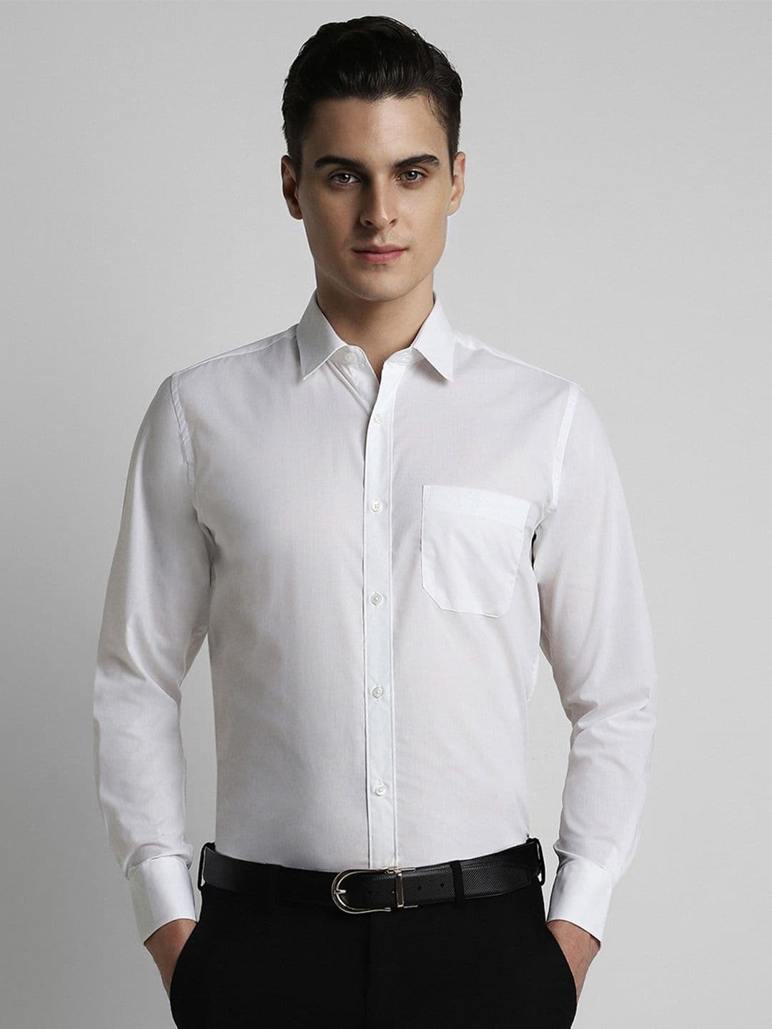 Peter England Men White Slim Fit Cotton Blend Formal Shirt - view 1