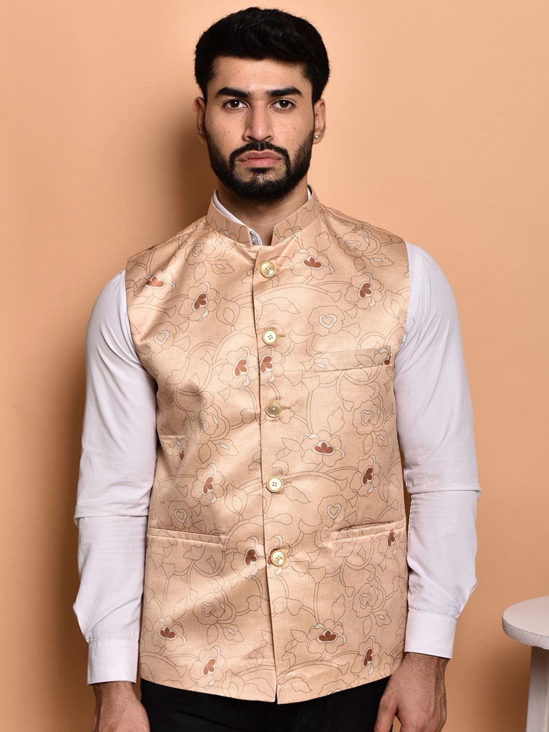 PRINTINDIA Woven Design Nehru Jacket - view 1