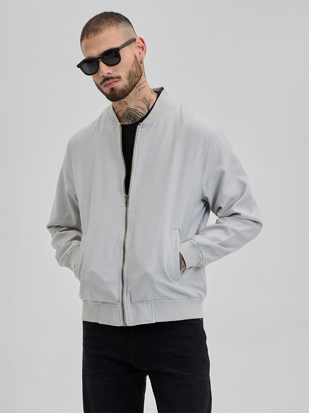 Snitch Light Grey Plain Jackets - view 1