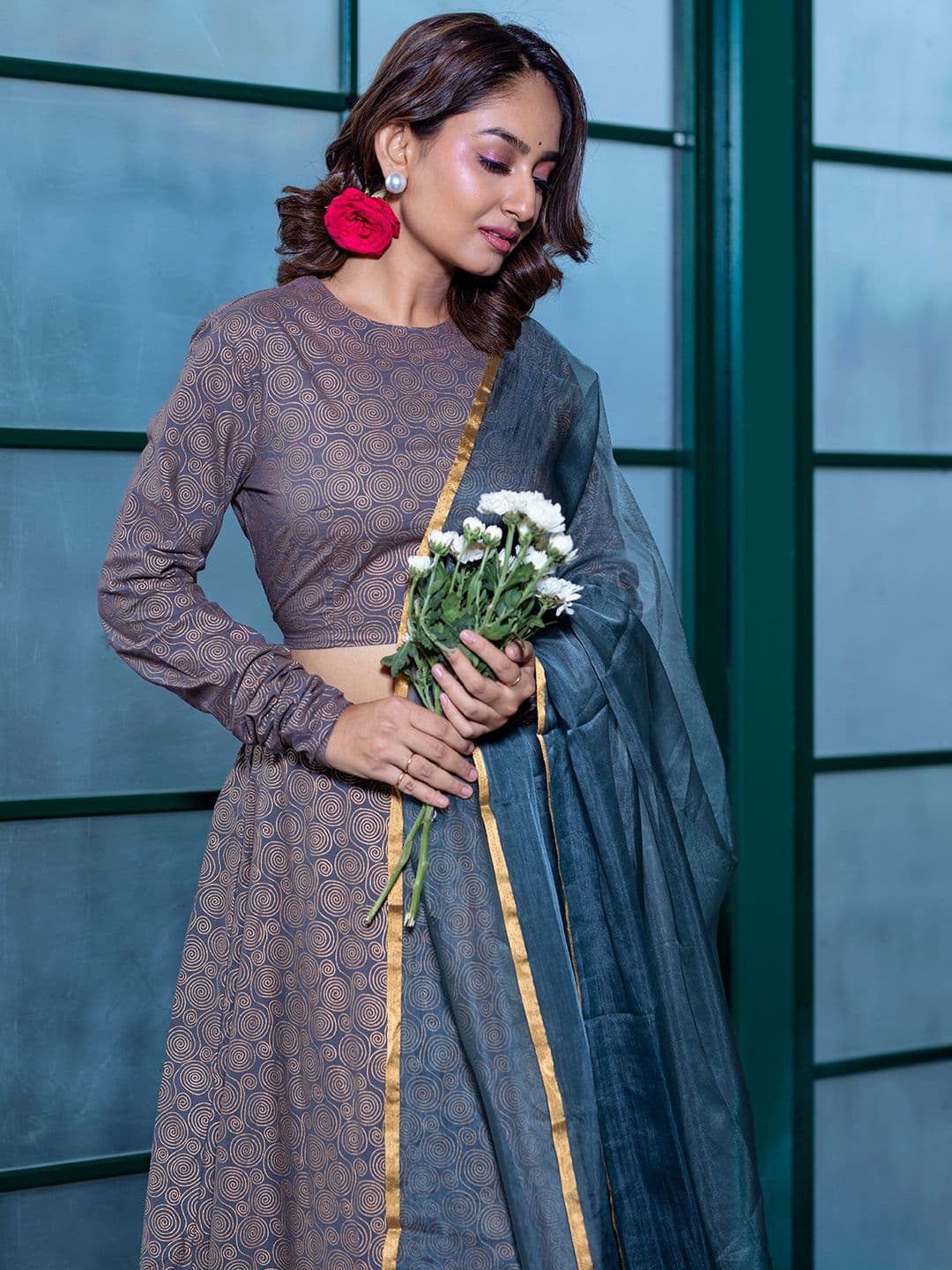 Sangria Printed Lehenga Choli With Dupatta - view 1