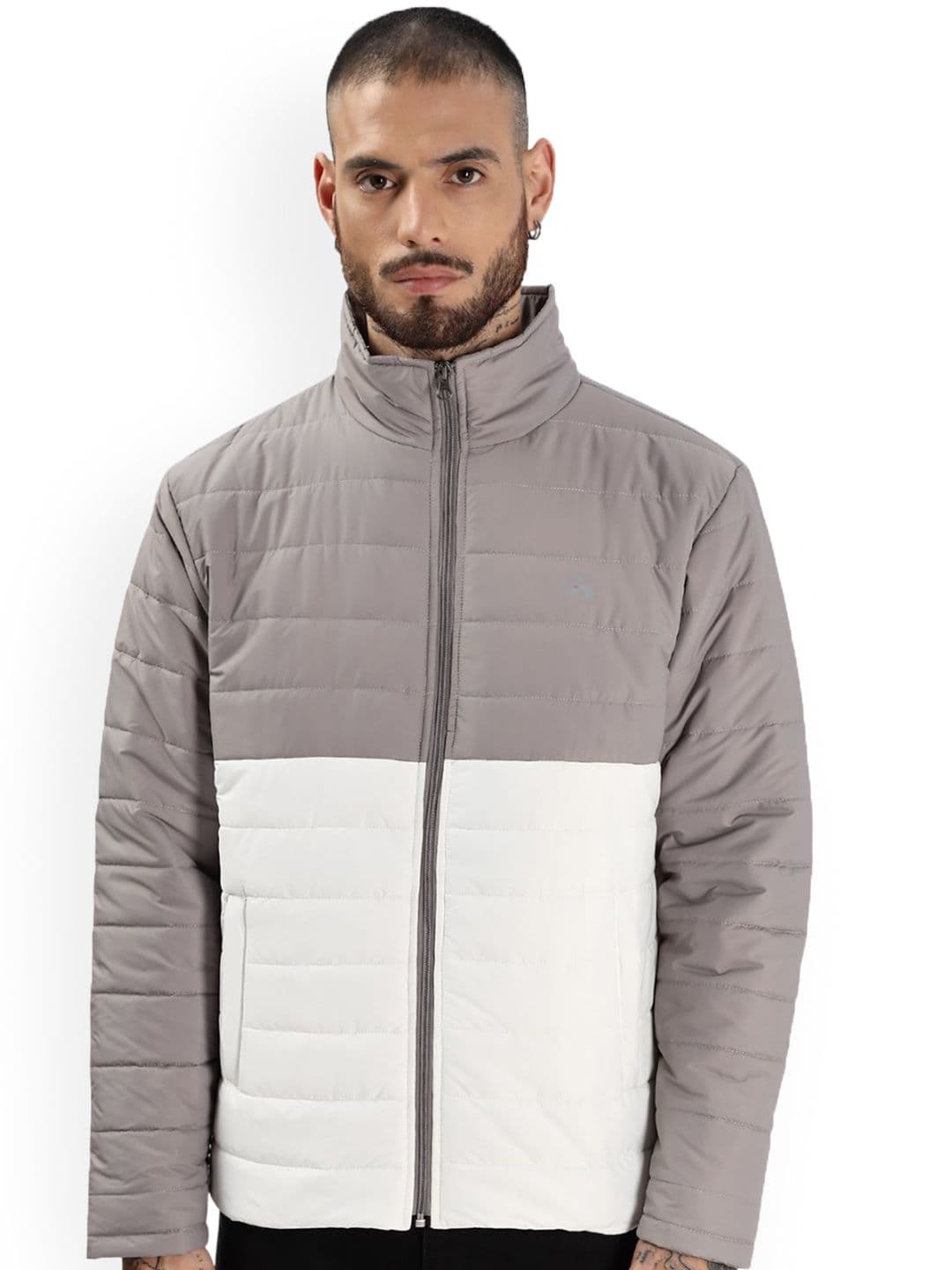 ADRO Men Colourblocked Windcheater Bomber with Patchwork Jacket - view 1