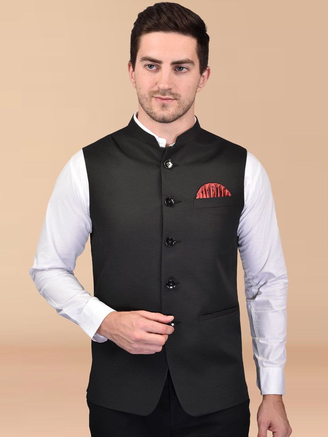 PRINTINDIA Men Mandarin Collar Woven Jackets - view 1