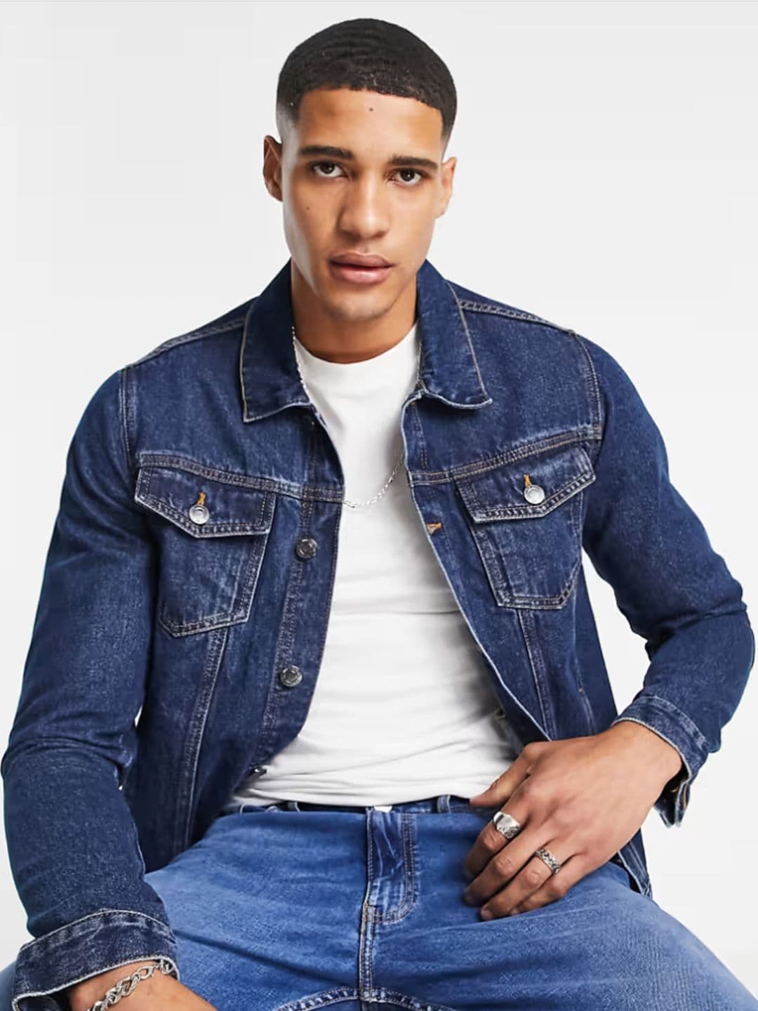 MASTERLY WEFT Men Washed Outdoor Denim Jacket with Patchwork - view 1