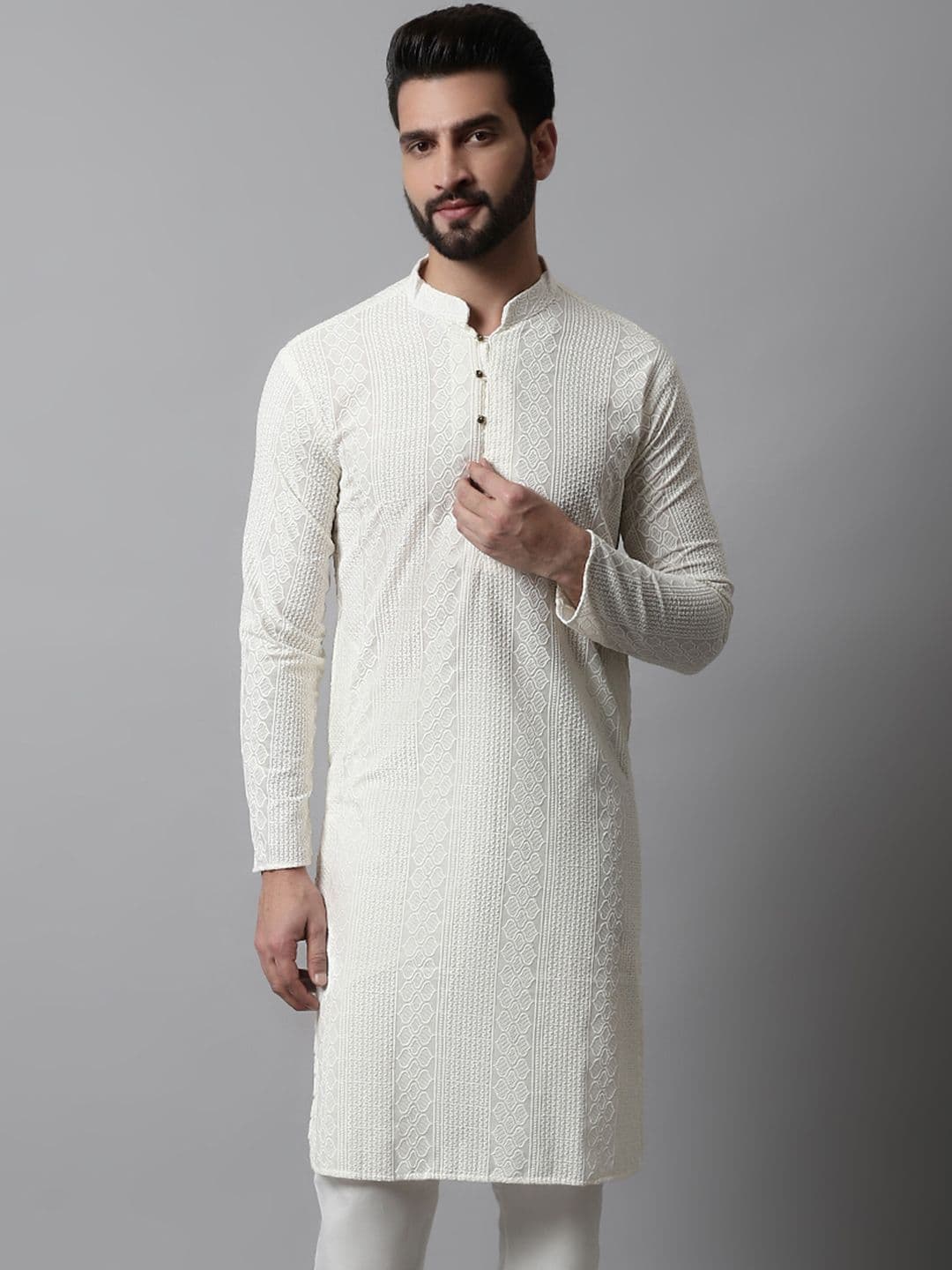 Jompers Men Embroidered Chikankari Kurta - view 1