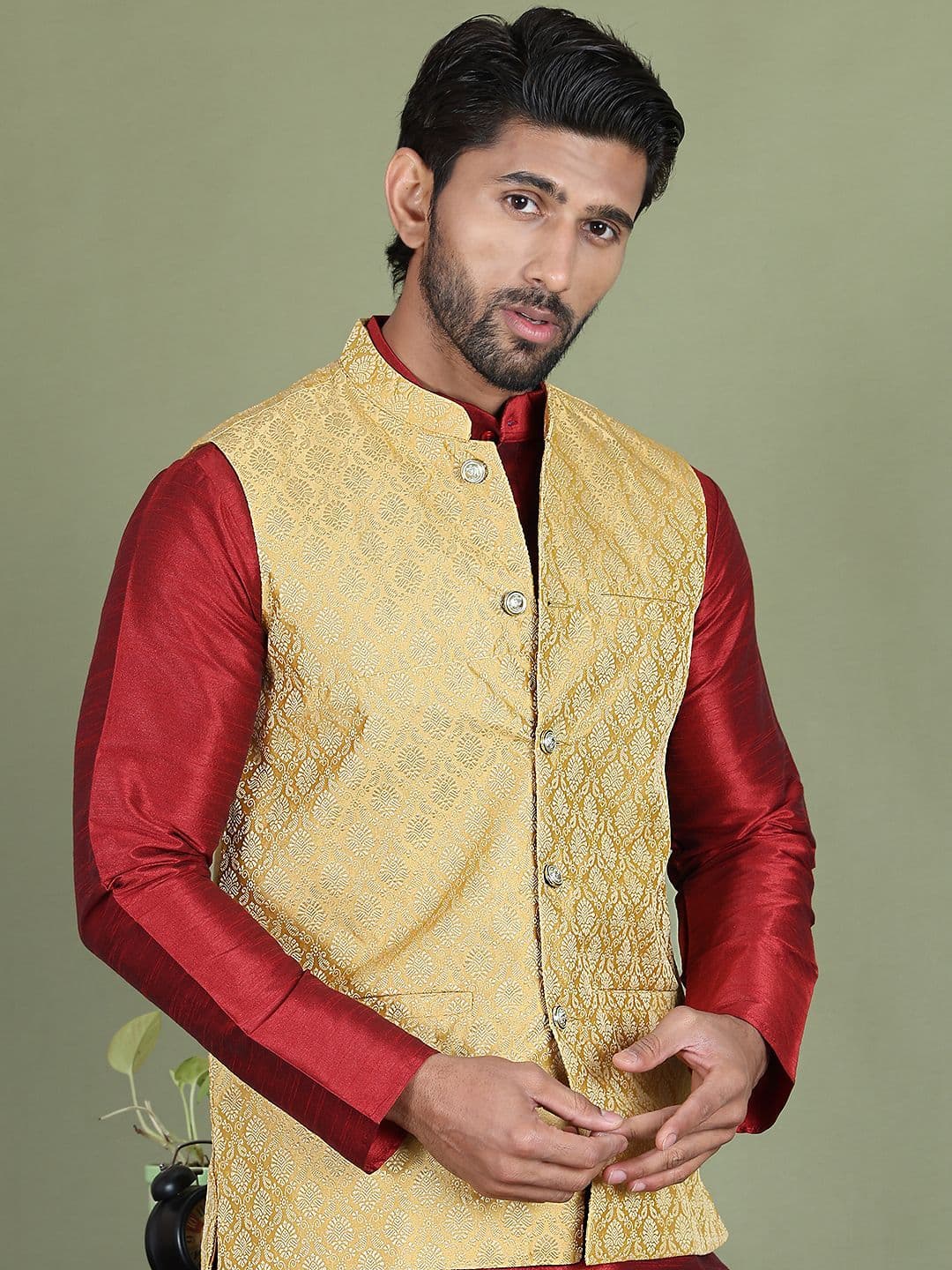 Jompers Men Woven Design Nehru Jacket - view 1