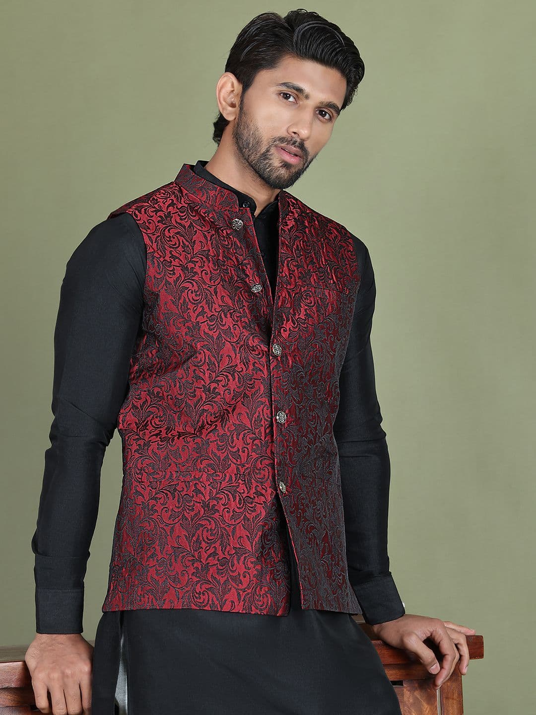 Jompers Men Woven Design Nehru Jacket - view 1