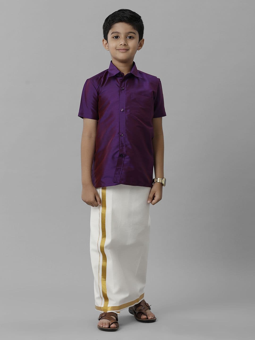 Ramraj Boys Short Sleeves Shirt with Dhoti - view 1