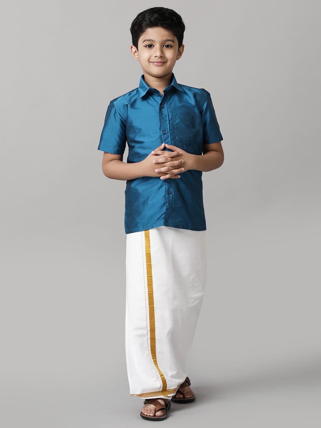 Ramraj Boys Short Sleeves Shirt with Dhoti - view 1